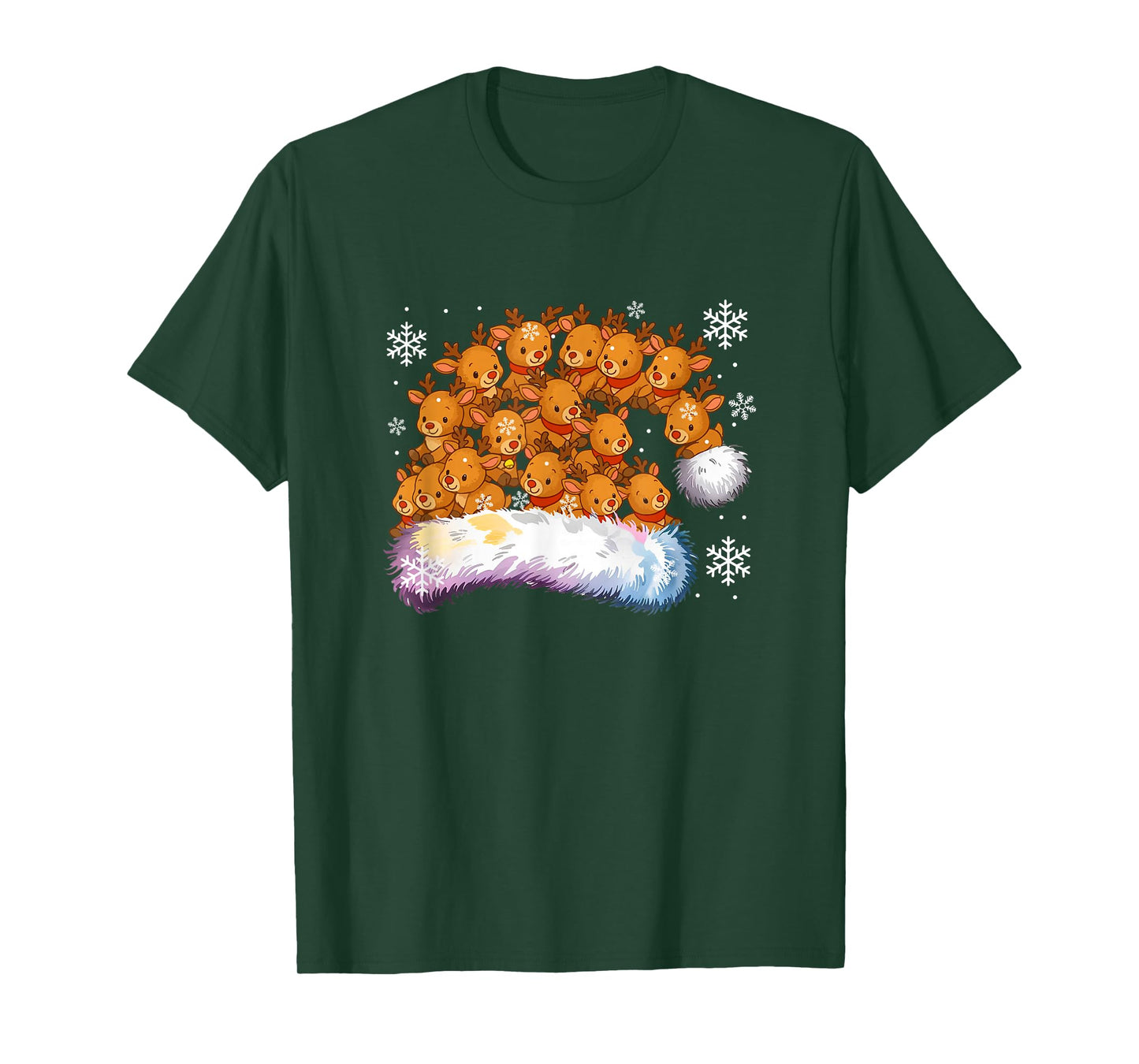 Group Cute Reindeer Xmas Hat Shape Matching Family Kids T-Shirt