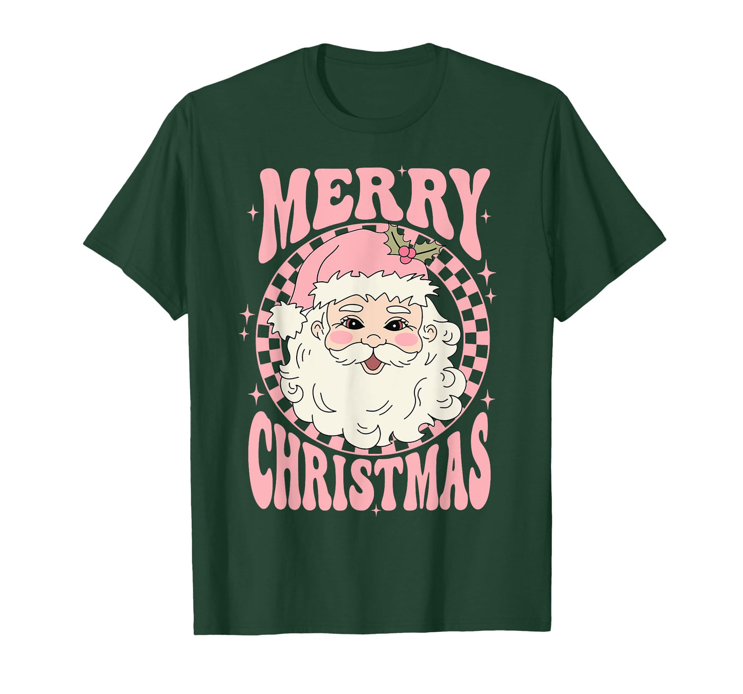 Merry Christmas Pink Santa Claus Retro Vintage T-Shirt