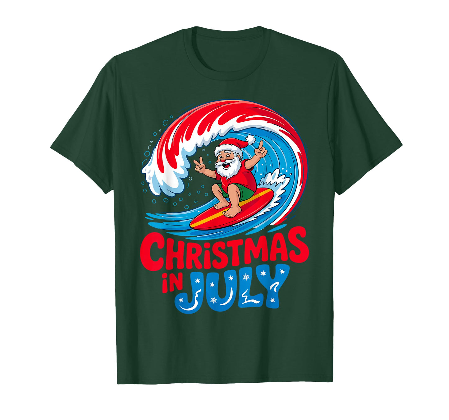 Christmas in July Santa Surfing T-Shirt