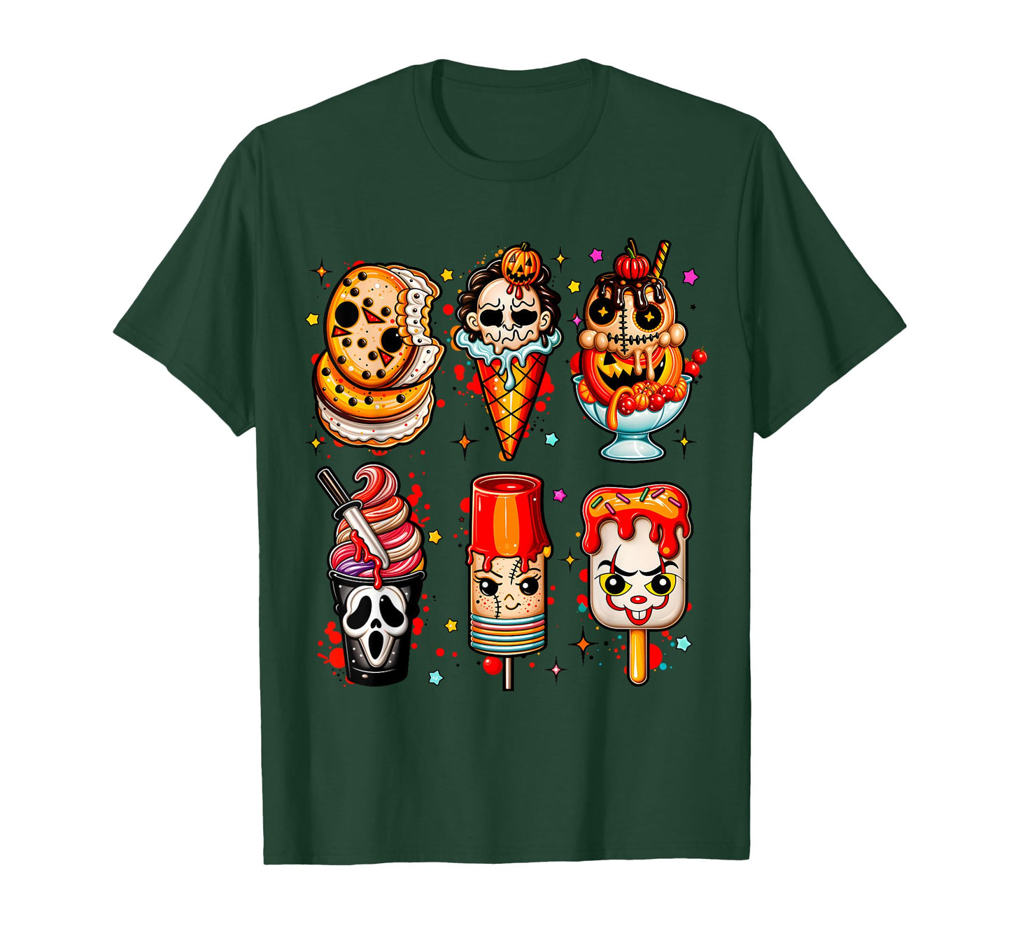Horror Movies Summer Popsicle Halloween Ice Cream Summerween T-Shirt