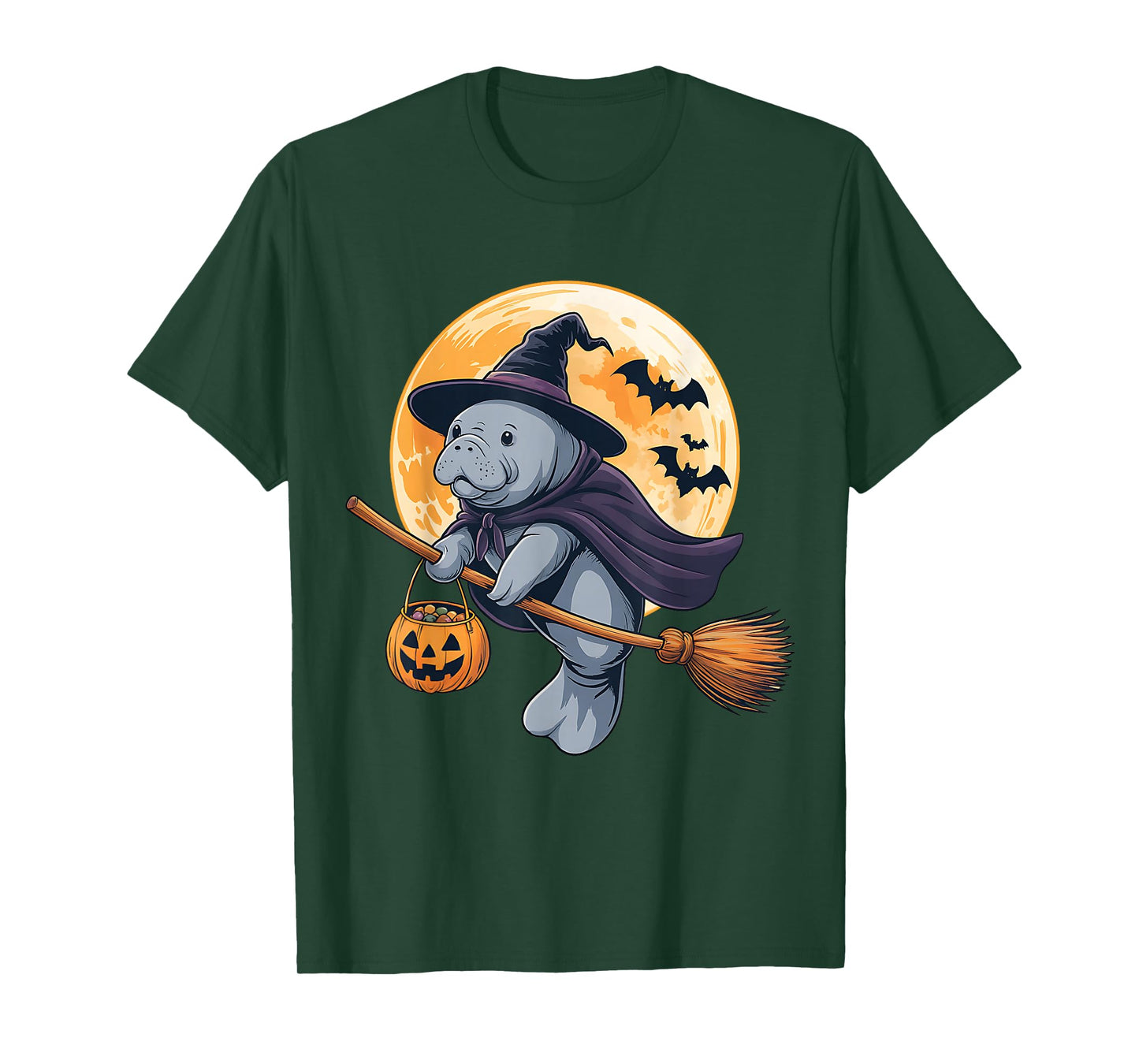 Manatee Halloween Witch Hat Pumpkin Costume Men Women Kids T-Shirt