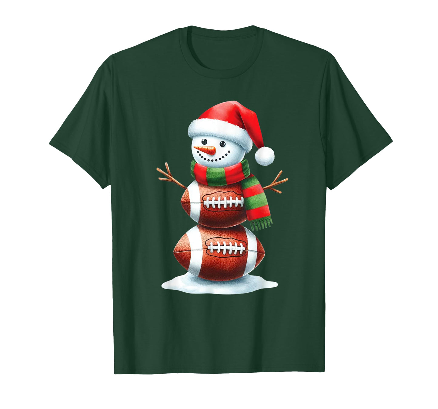 Christmas Football Women Men Kids Christmas Snowman Football T-Shirt