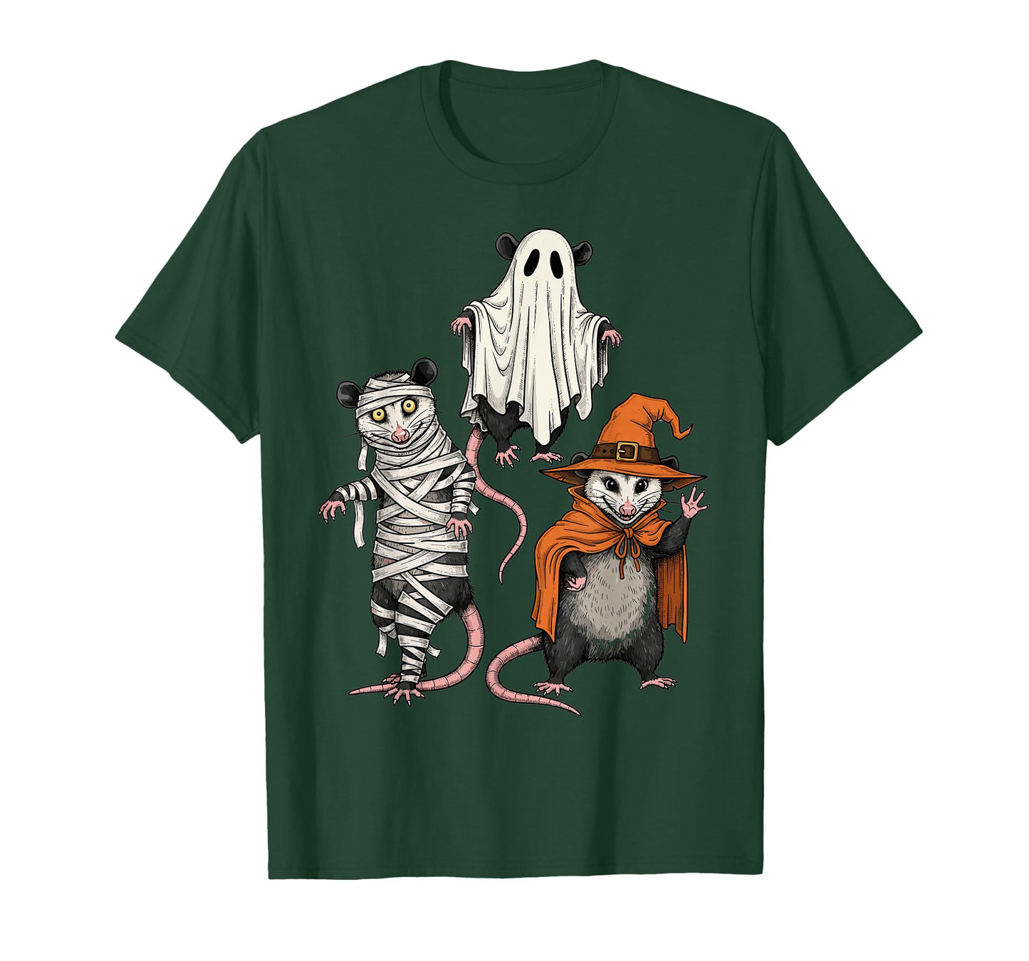 Halloween Possum Costume Art Mummy Ghost Witch T-Shirt