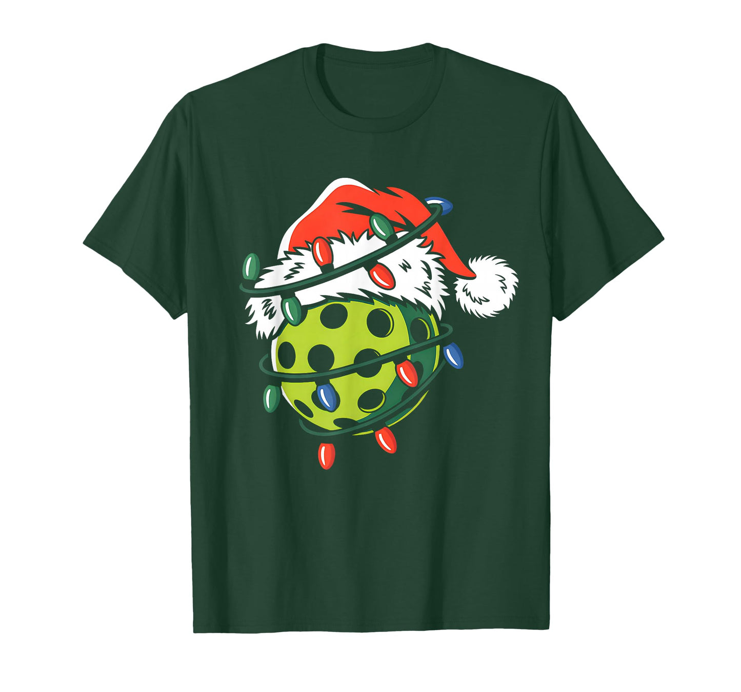Pickle Ball Ball Santa Hat Xmas Funny Christmas Men Women T-Shirt