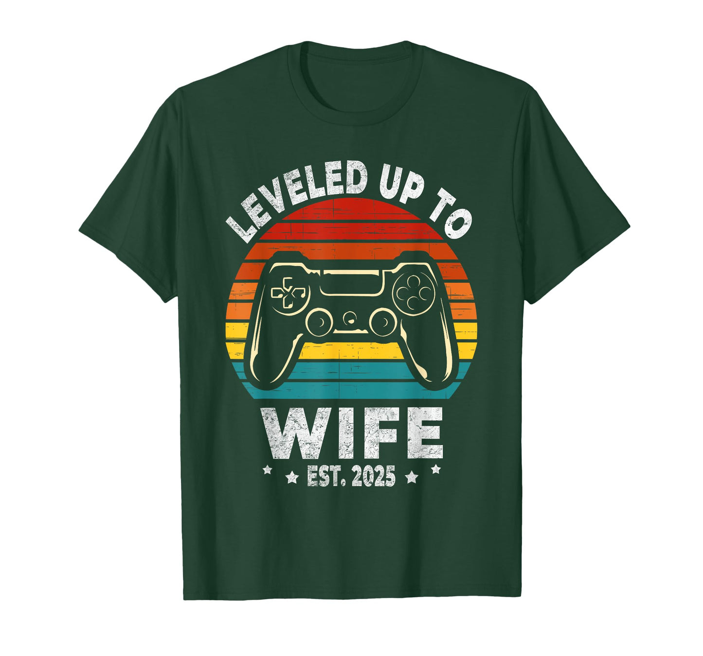 Leveled Up To Wife Est. 2025 Newly Just Married Gamer Bride T-Shirt