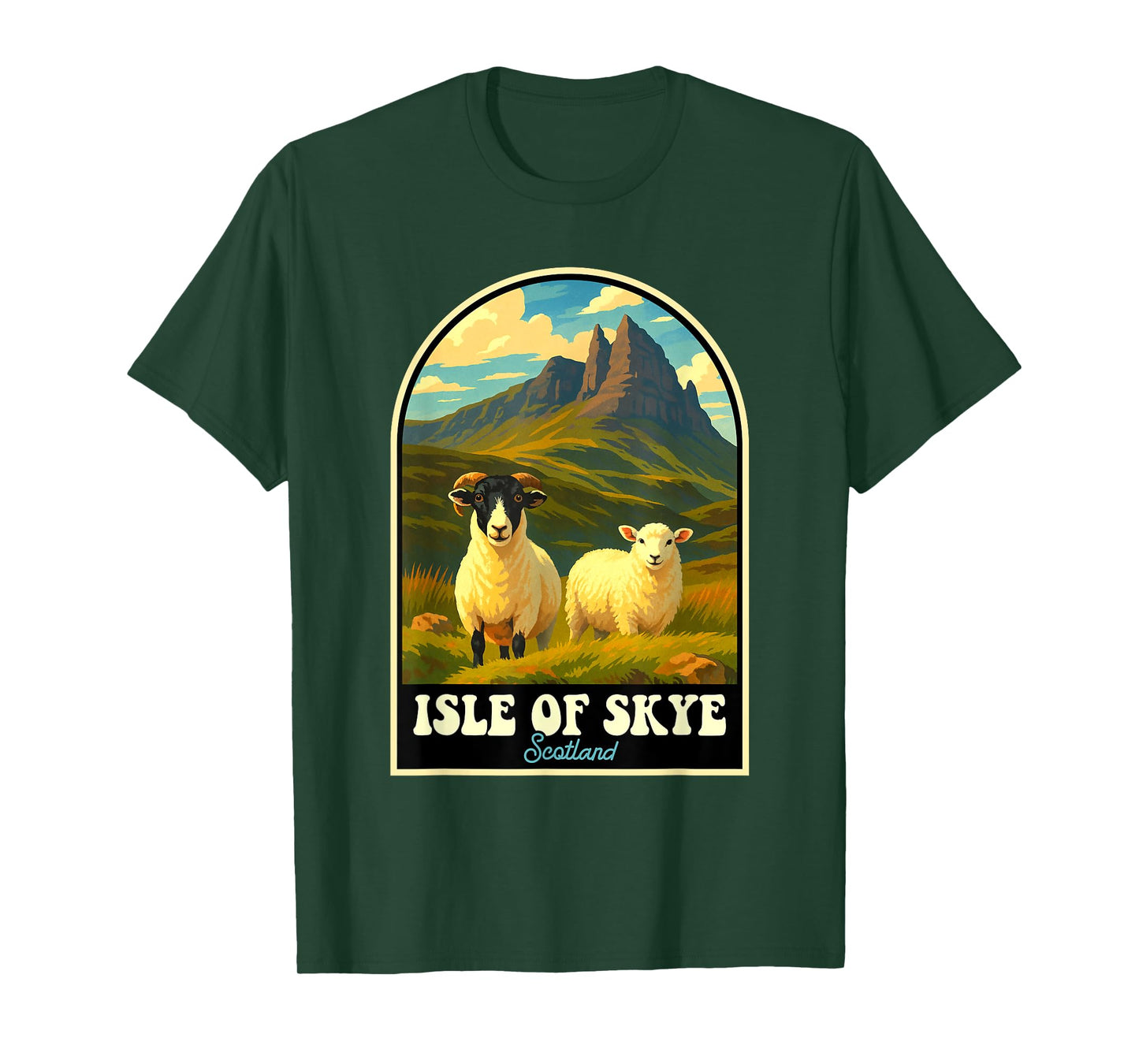 Isle of Skye Scotland Highland Sheep Vintage Travel Design T-Shirt
