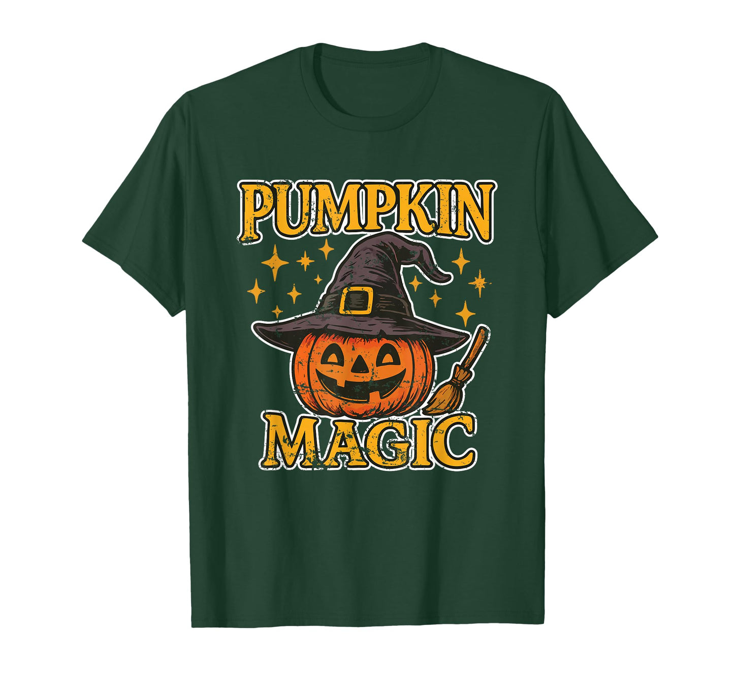 Pumpkin Magic Witch Hat Broom T-Shirt