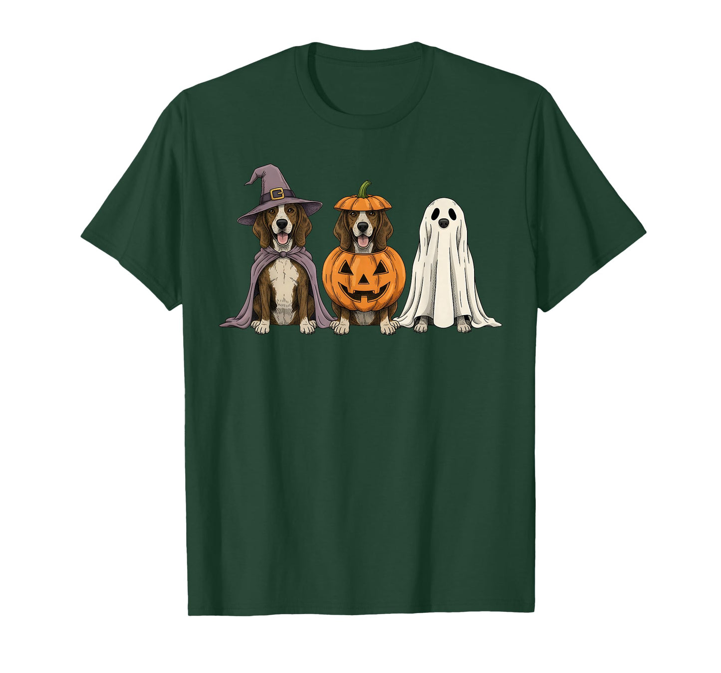 Spooky Ghost Plott Hound Pumpkin Halloween Dog Lover T-Shirt