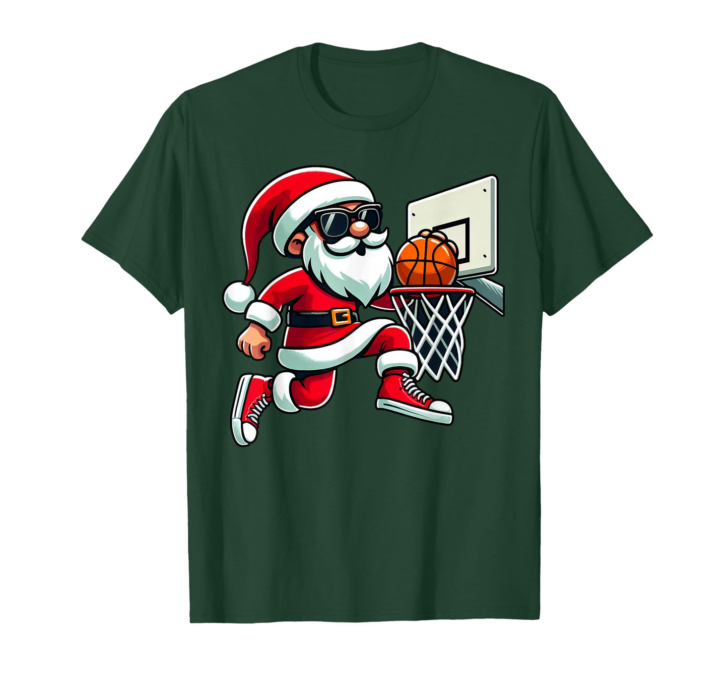 Christmas Santa Claus Dunking A Basketball Boys Kids Xmas T-Shirt