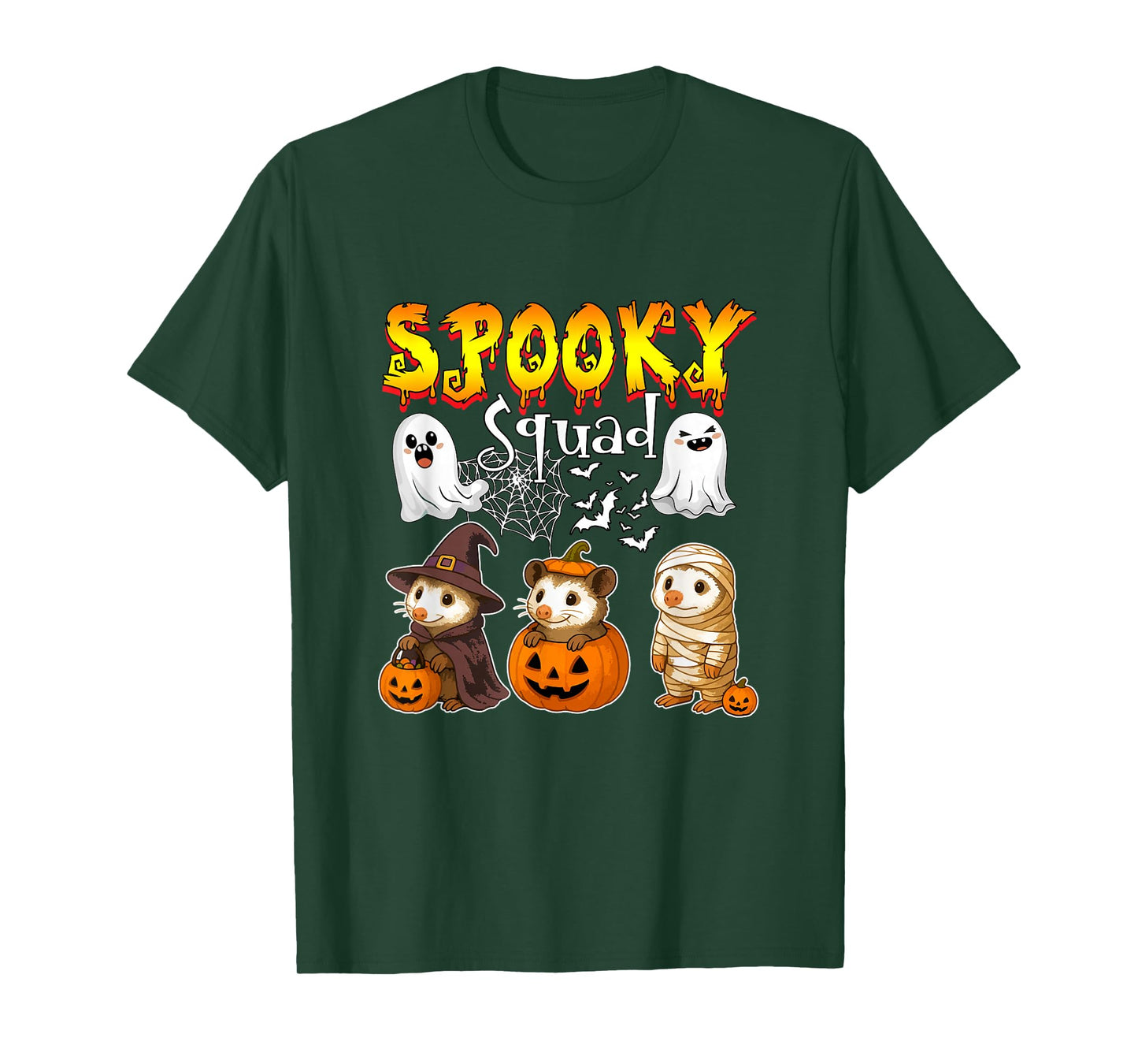 Spooky Halloween Squad Three Cute Opossums Cosplay Witch T-Shirt
