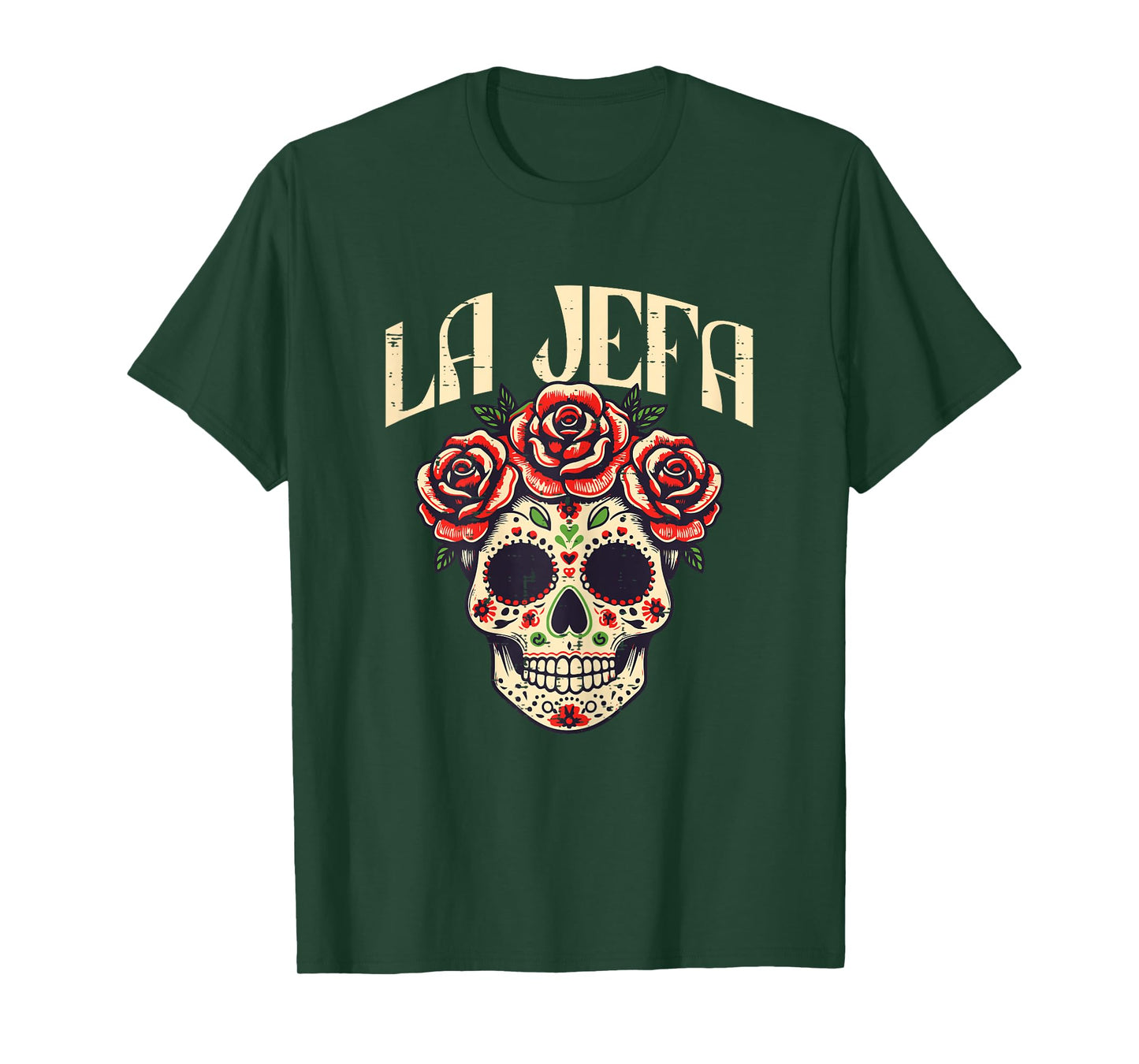 Mexican La Jefa Sugar Skull Cinco De Mayo Women Girls Kids T-Shirt
