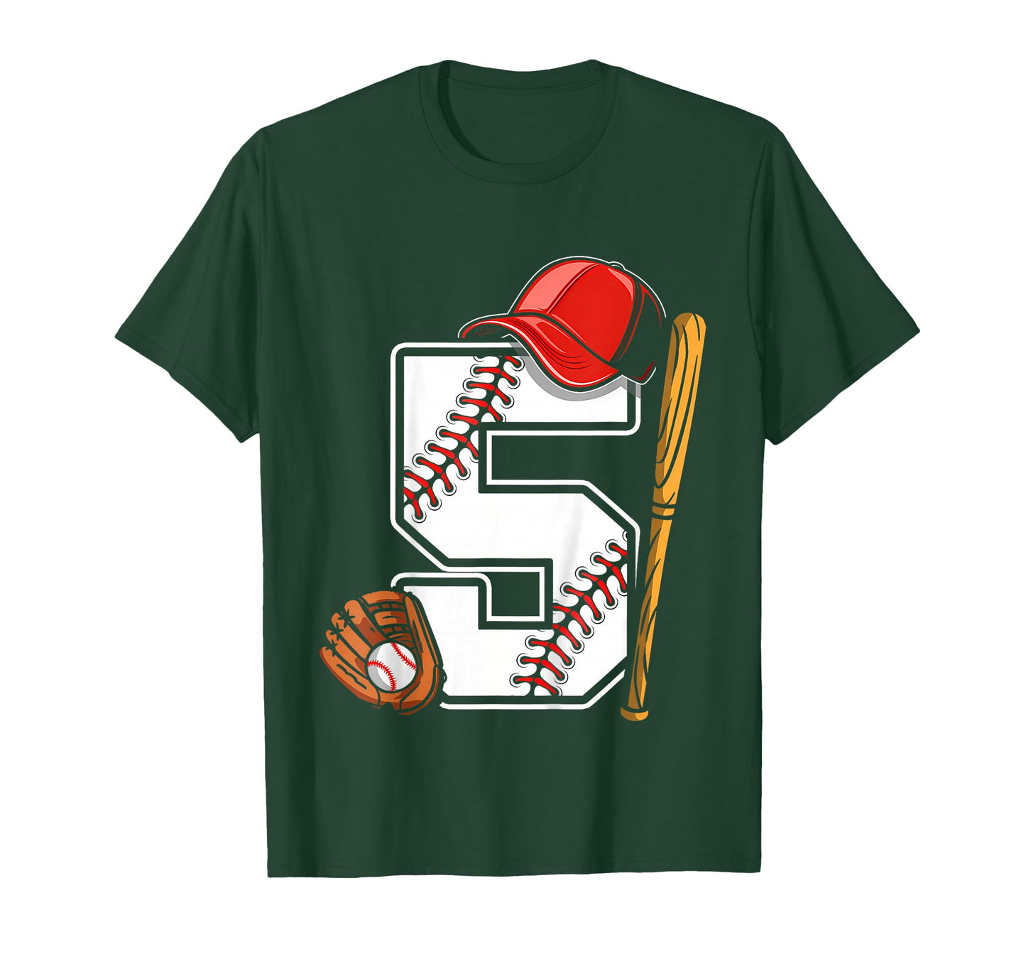 Kids Birthday Boy 5 five Baseball 5th Birthday Baseball Player T-Shirt