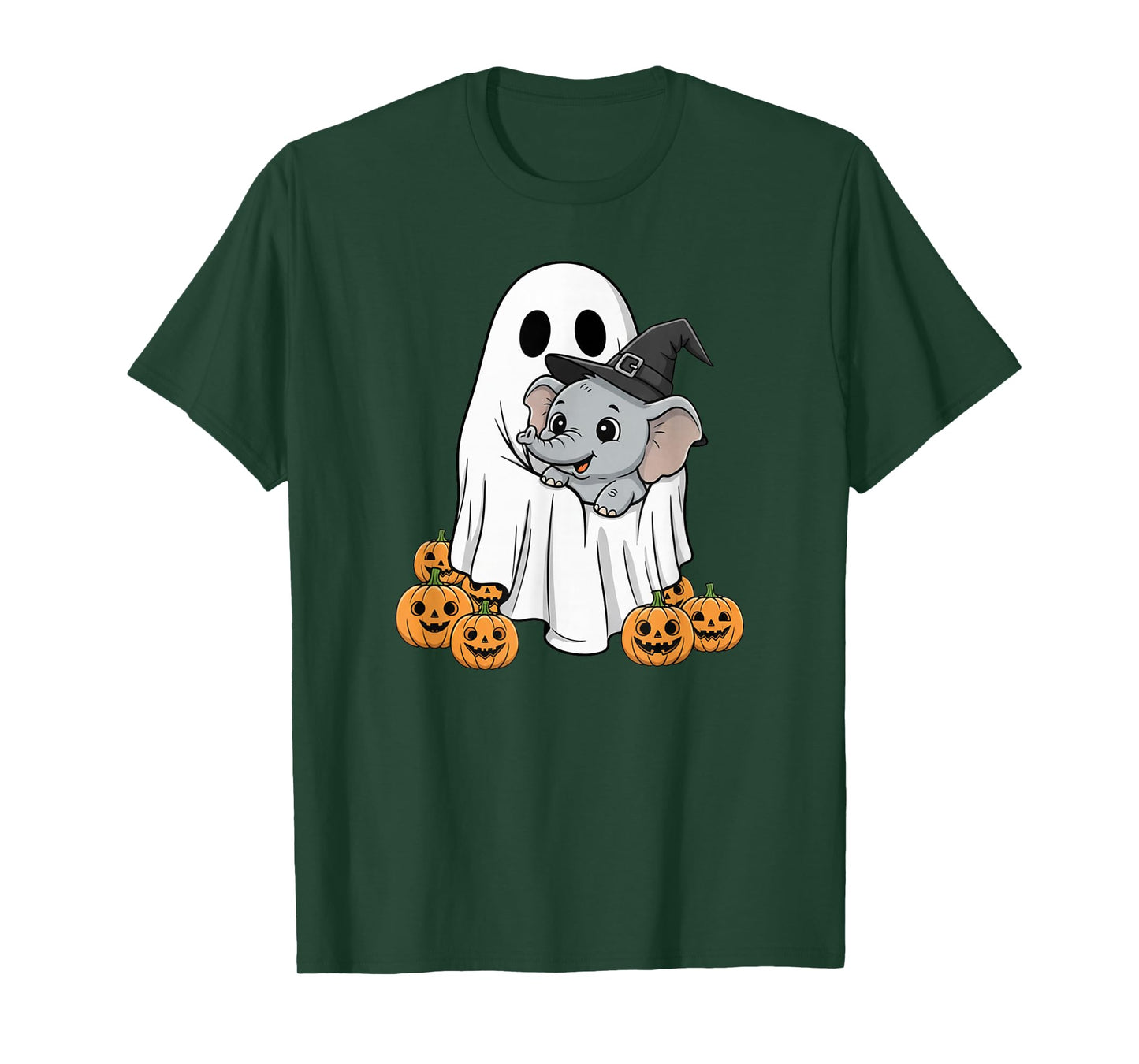 Funny Ghost Elephant Pumpkin Halloween Kids Mens Womens T-Shirt