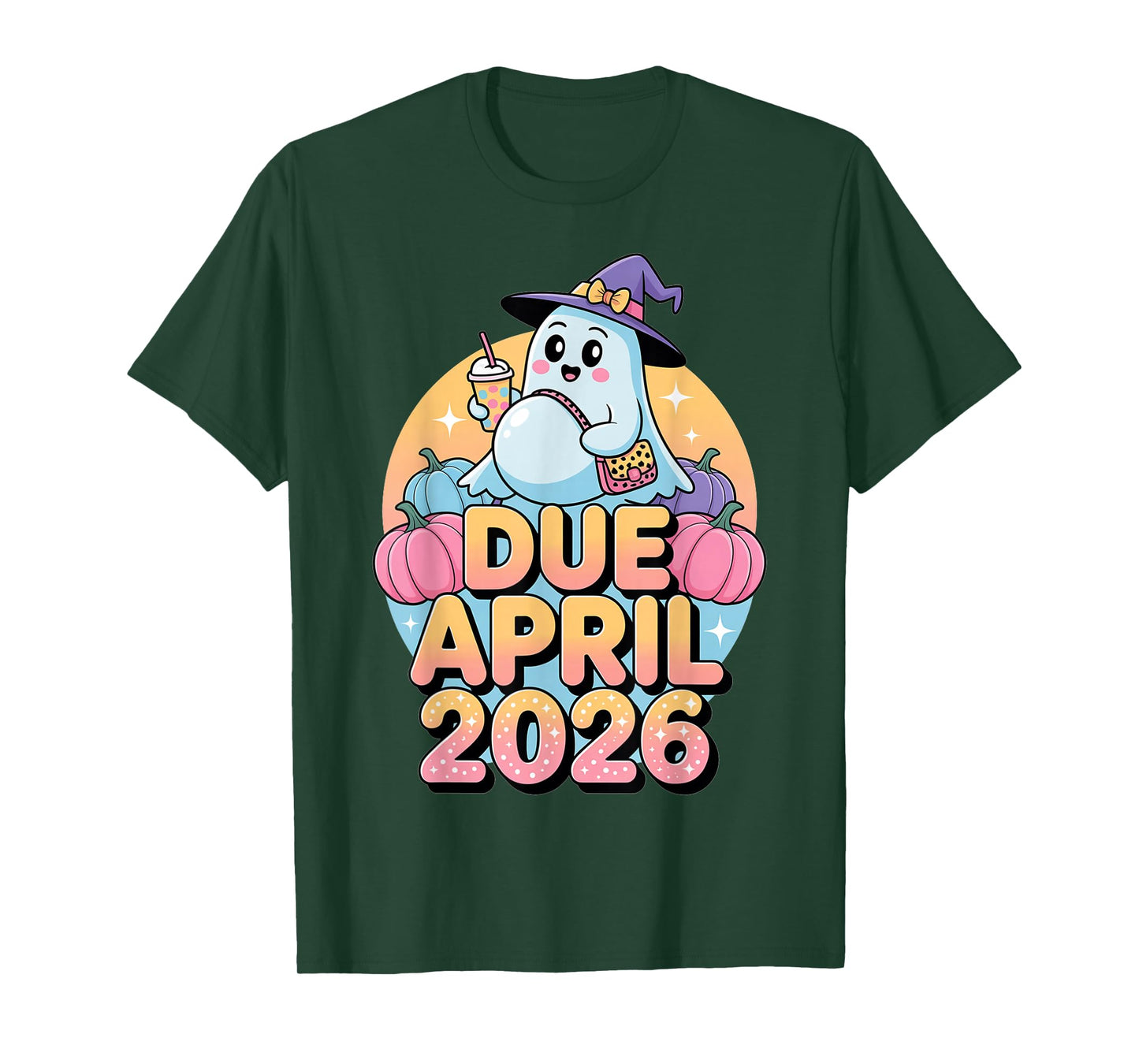 Halloween Pregnant Due April 2026 Mama Ghost Baby Mom T-Shirt