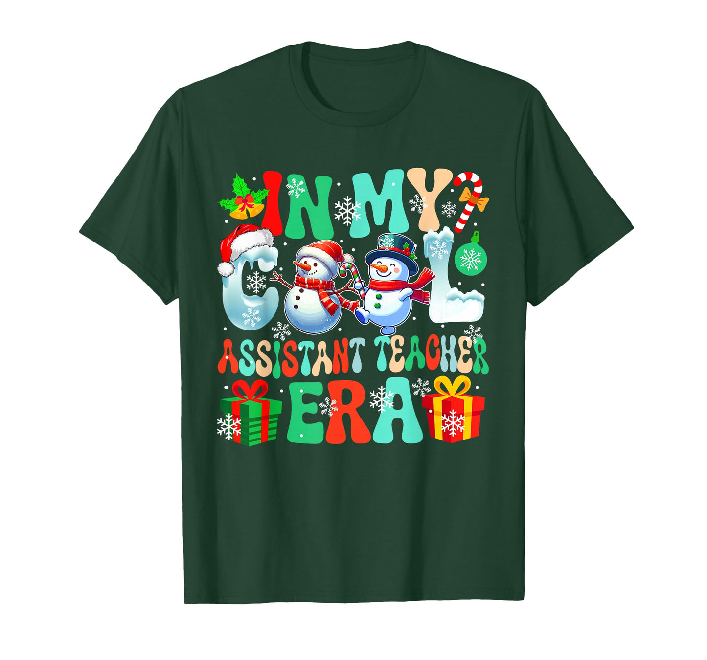 in Assistant Teacher Era Xmas Proud Job Santa Snowmen Lover T-Shirt