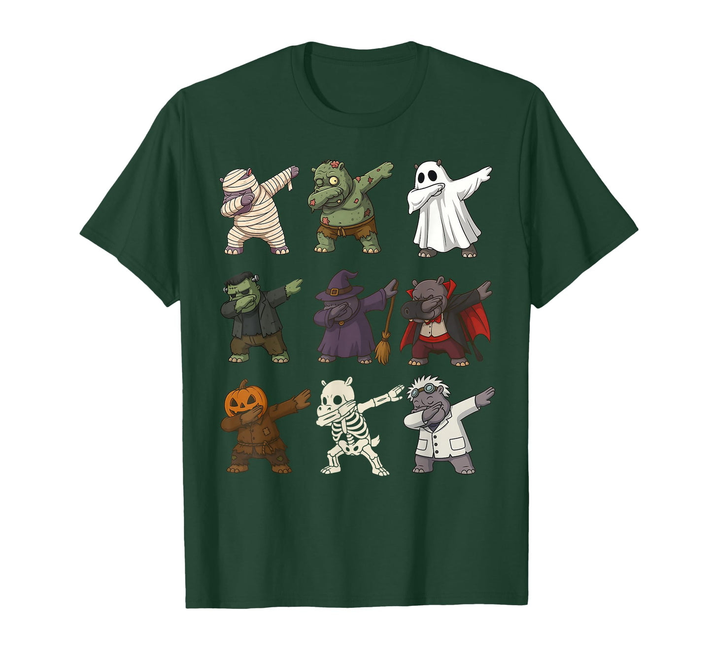 Dabbing Halloween Funny Hippo Ghost Witch Zombie Costume T-Shirt