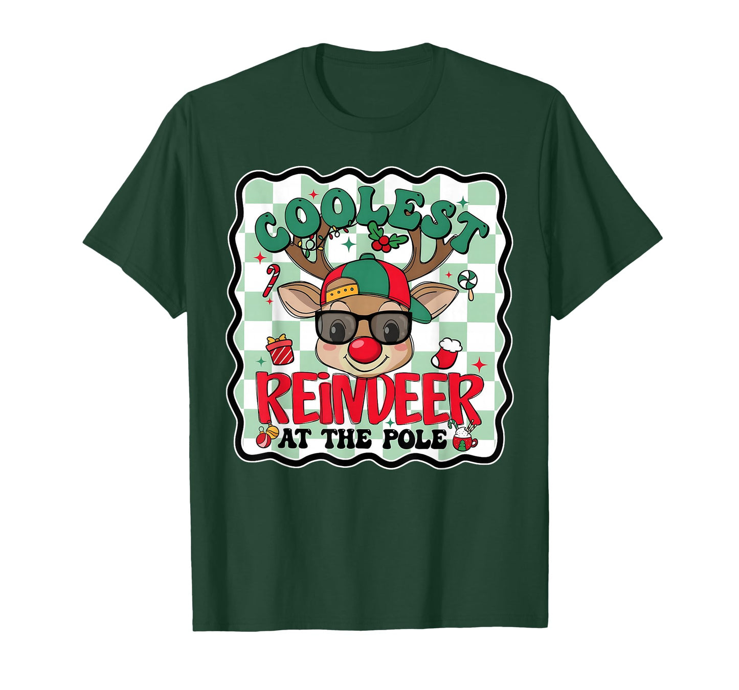 Coolest Reindeer at The Pole Funny Christmas Matching T-Shirt