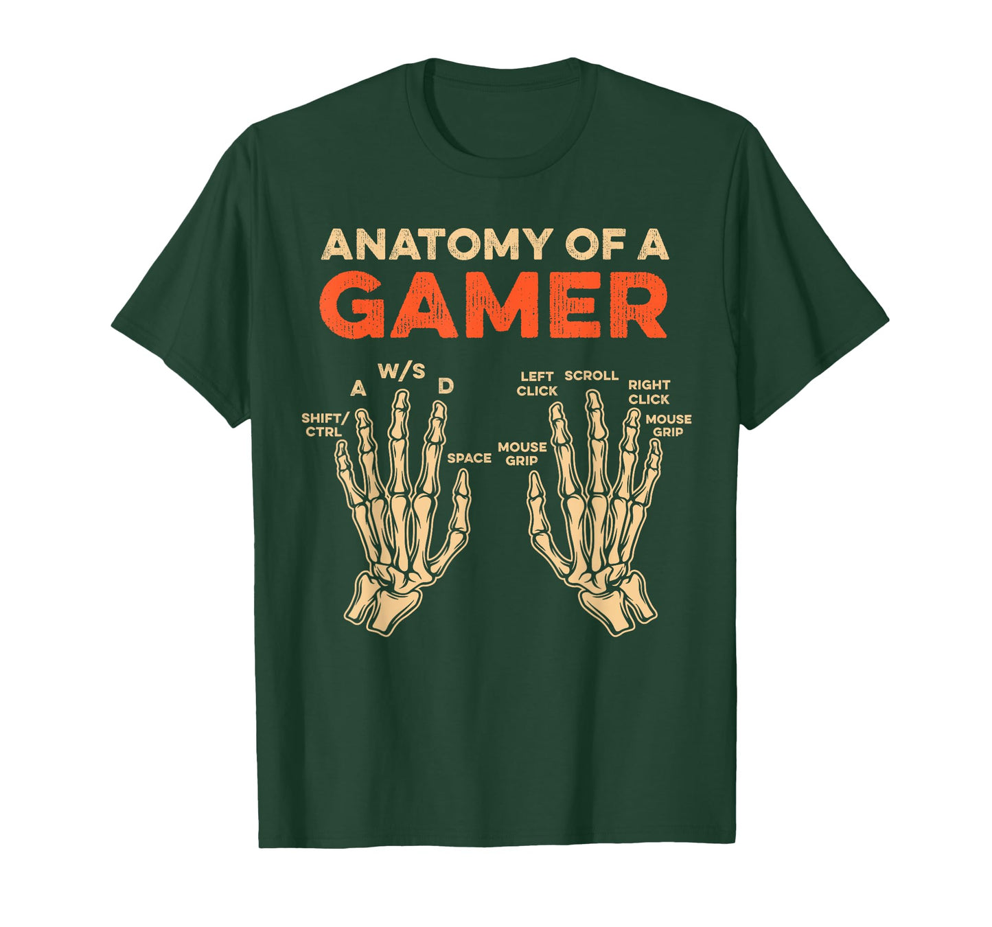 Anatomy Of A Gamer Skeleton Hand Funny Men Boys Kids Teens T-Shirt