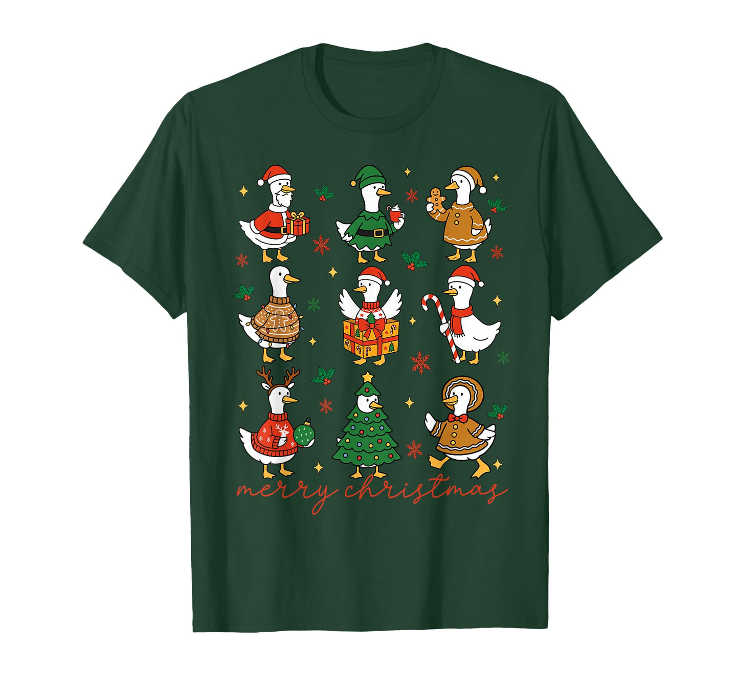 Retro Silly Goose Santa Cute Merry Christmas Men Women Kids T-Shirt