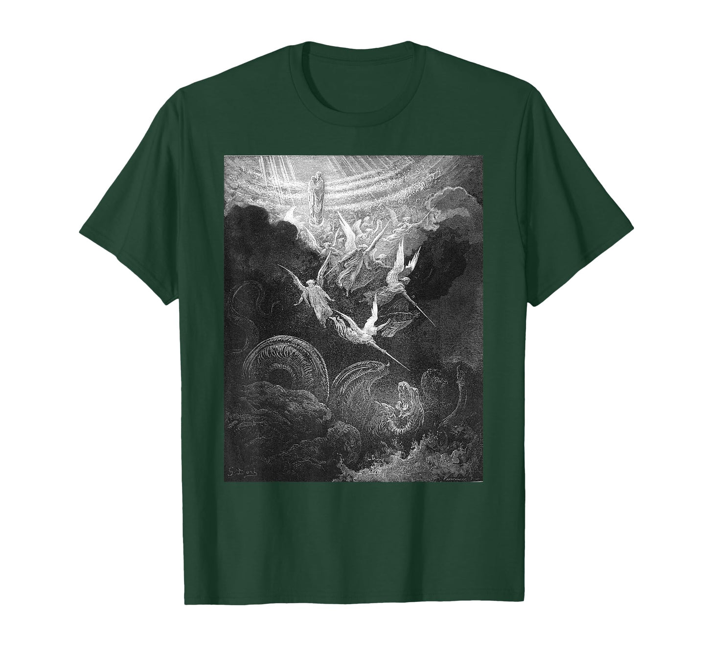 Gustave Dore Archangel Michael and Angels Fighting Dragon T-Shirt