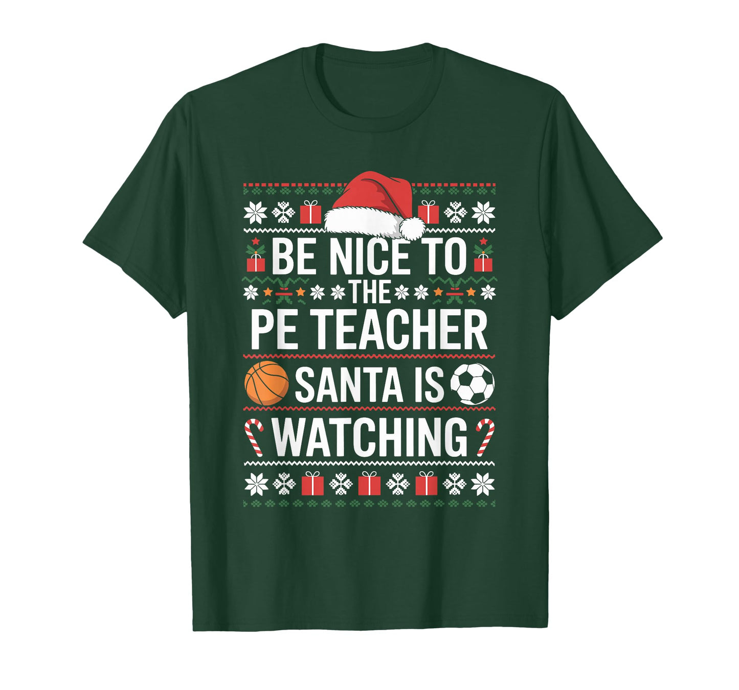 PE Teacher Ugly Christmas Sweater Physical Education Xmas T-Shirt