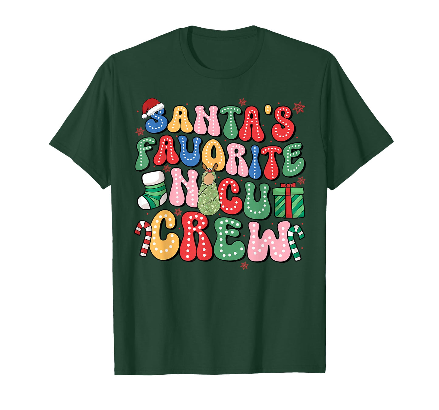 Groovy Santa's Favorite NICU Crew Nurse Neonatal ICU Women T-Shirt