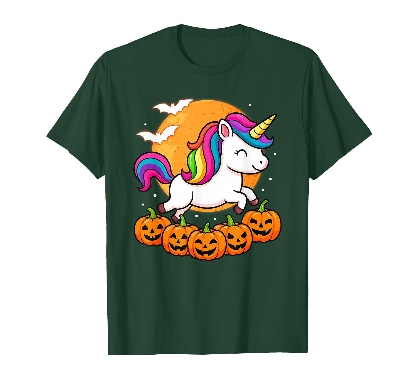 Cute Halloween Unicorn Witch Pumpkin Girls Women Kids T-Shirt