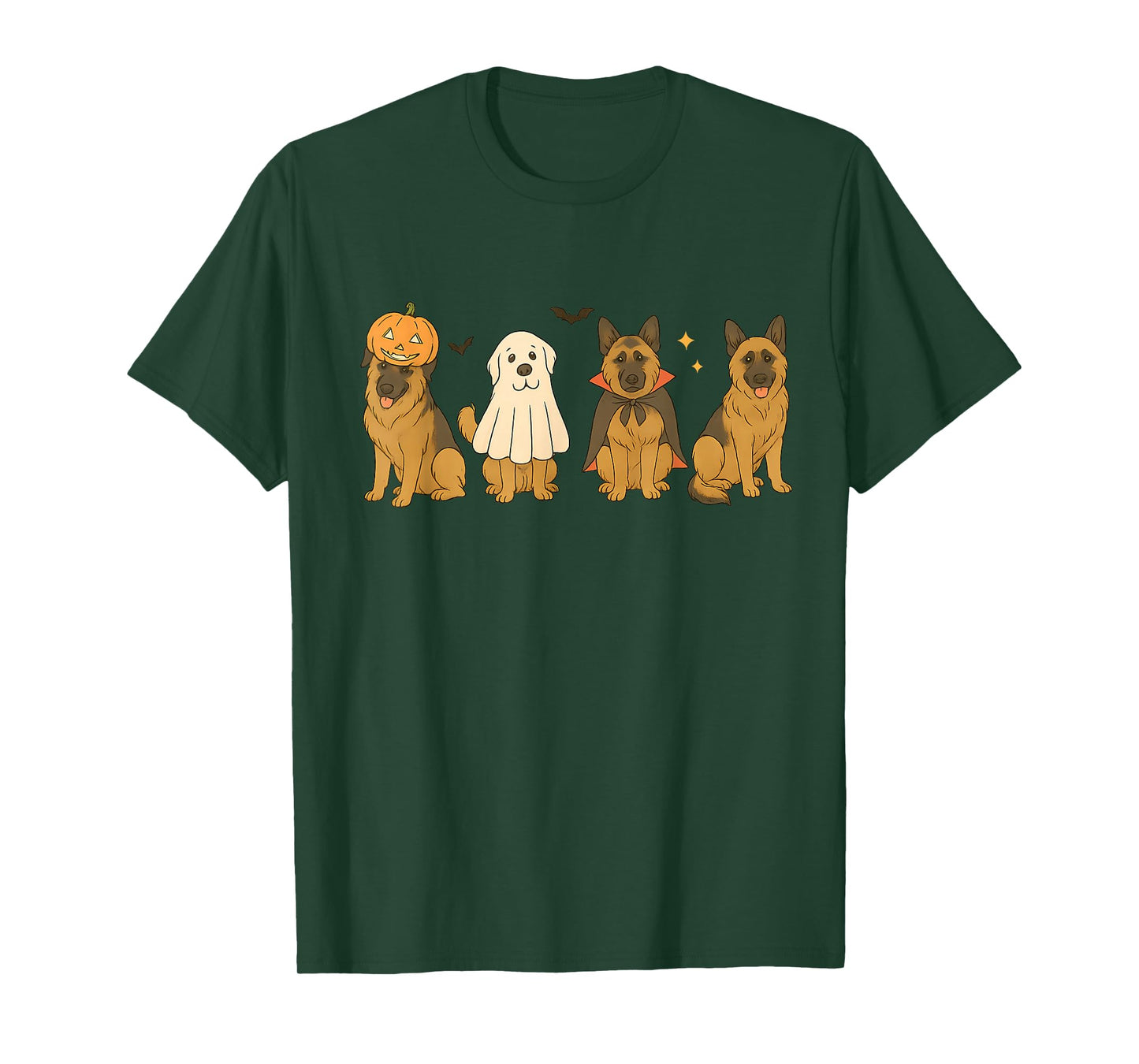 Retro Germand Shepherd Witch Scary Halloween Pumpkin T-Shirt