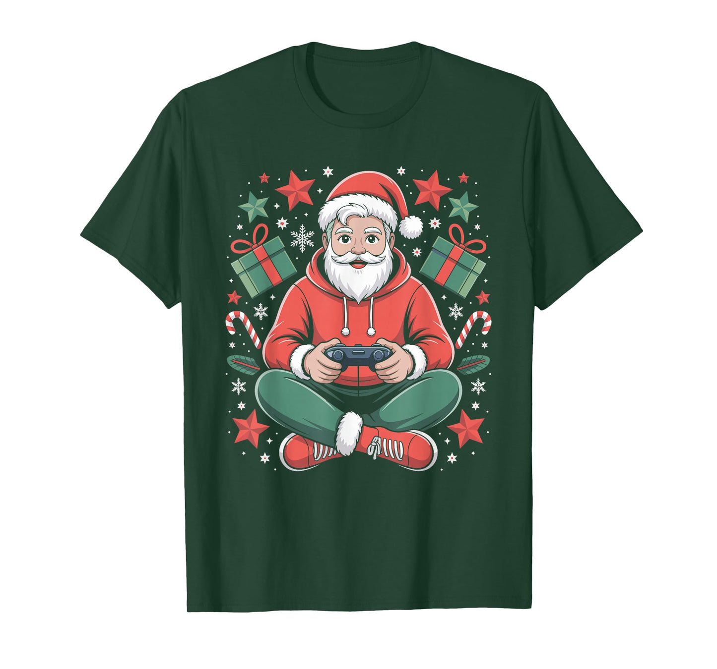 Santa Claus Gamer Christmas Holiday Video Games Gaming Xmas T-Shirt