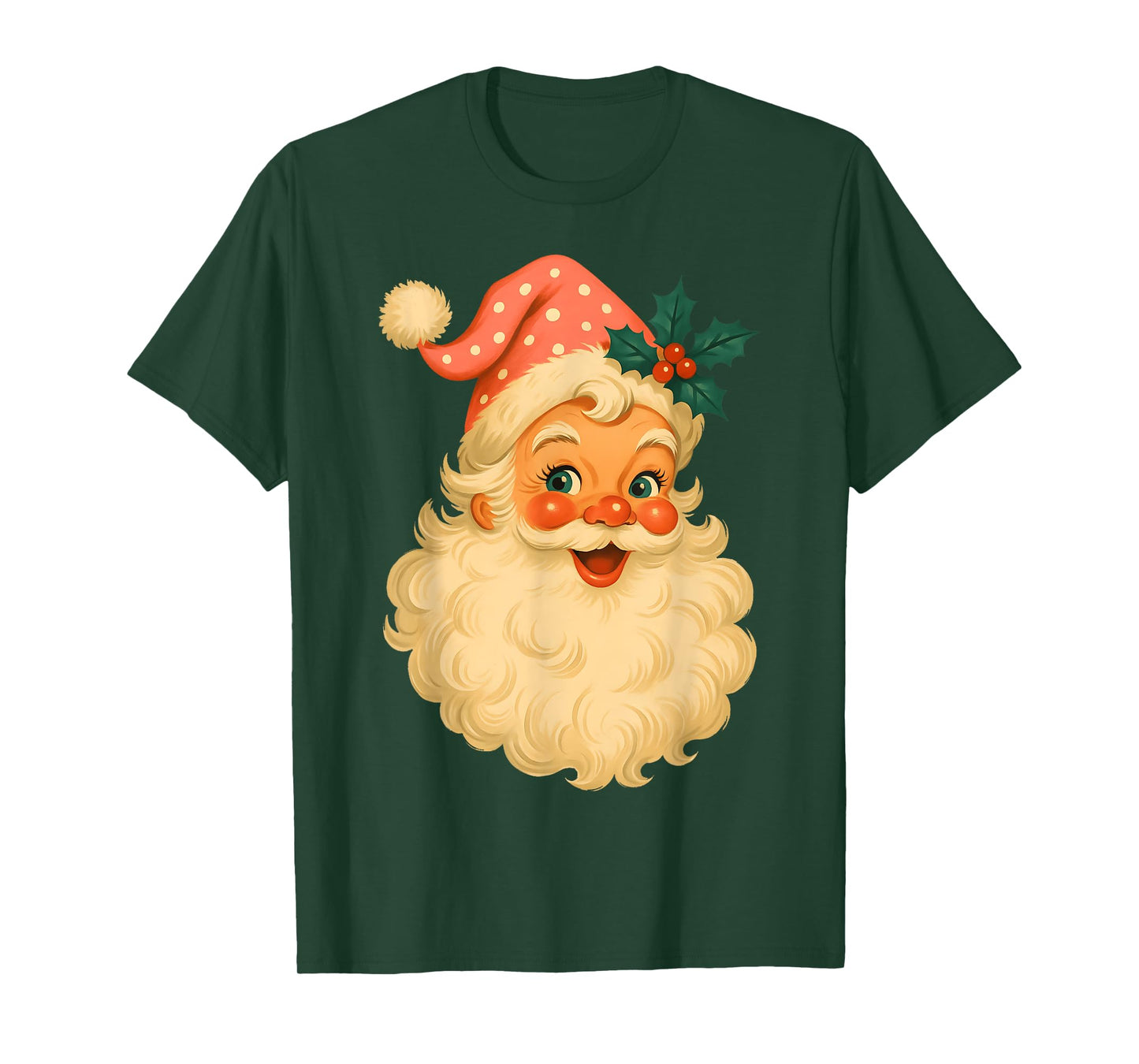 Vintage Santa Claus Merry Christmas Men Women Candy Cane T-Shirt