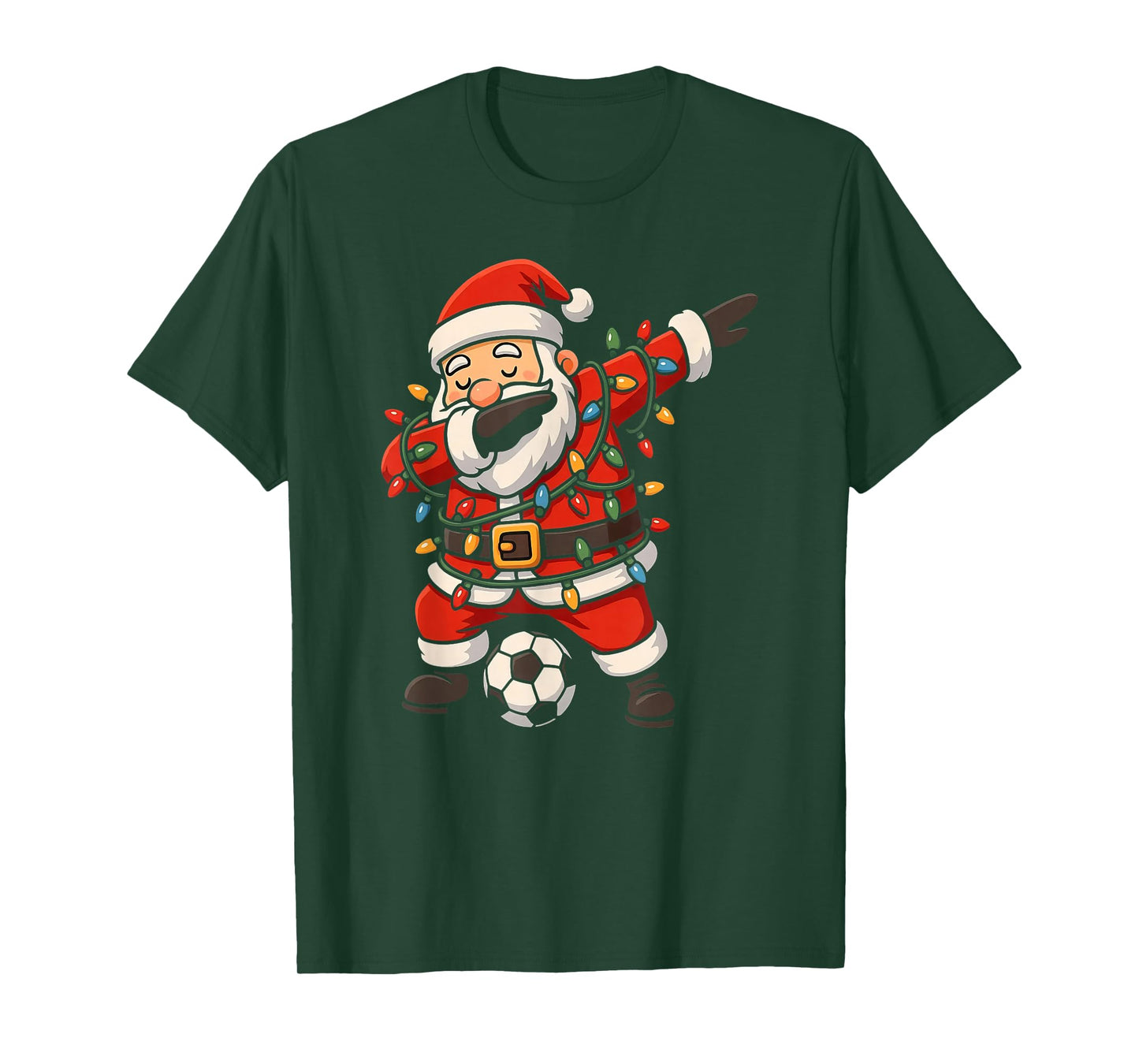 Happy Xmas Dabbing Santa Soccer Christmas Pajamas Kids T-Shirt