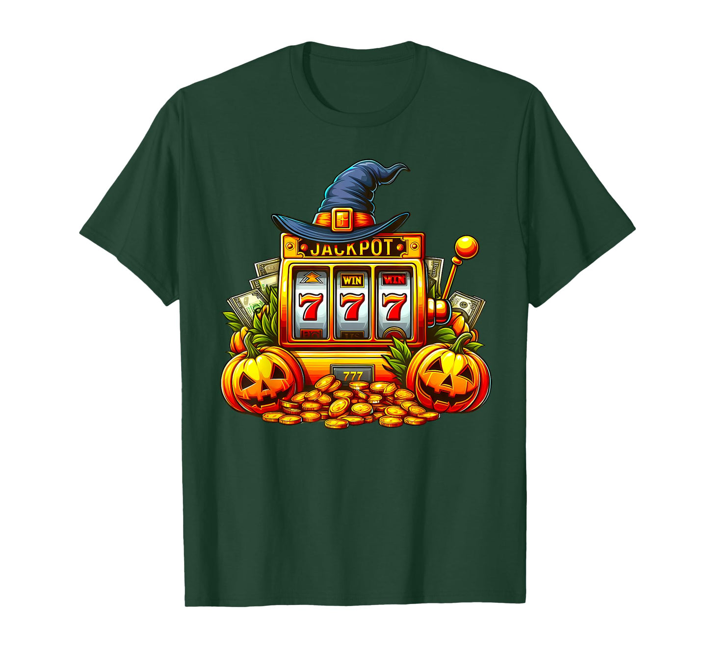 Halloween Slot Machine Casino Money Winner Pumpkins Jackpot T-Shirt