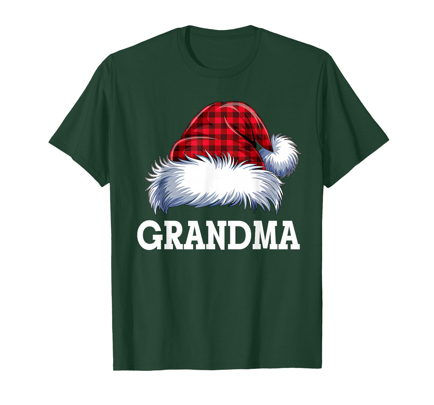 Grandma Santa Red Plaid Christmas Family Matching Pajamas T-Shirt