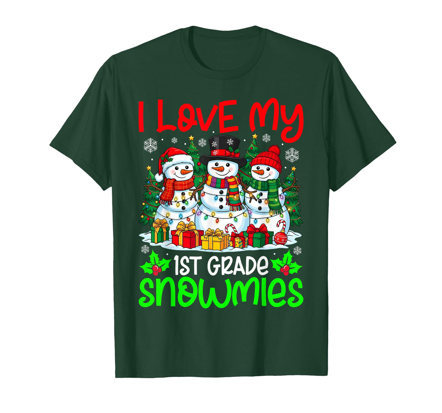 I Love My 1st Grade Snowmies Christmas Teacher Students Xmas T-Shirt