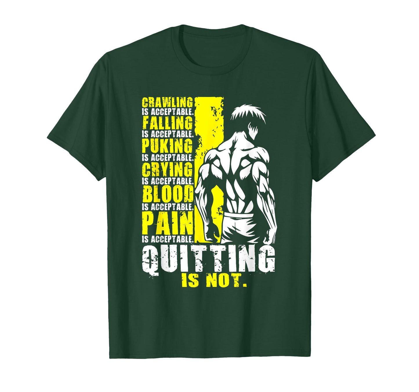 Quitting Is Not Acceptable, Anime Gym, Workout Motivational T-Shirt
