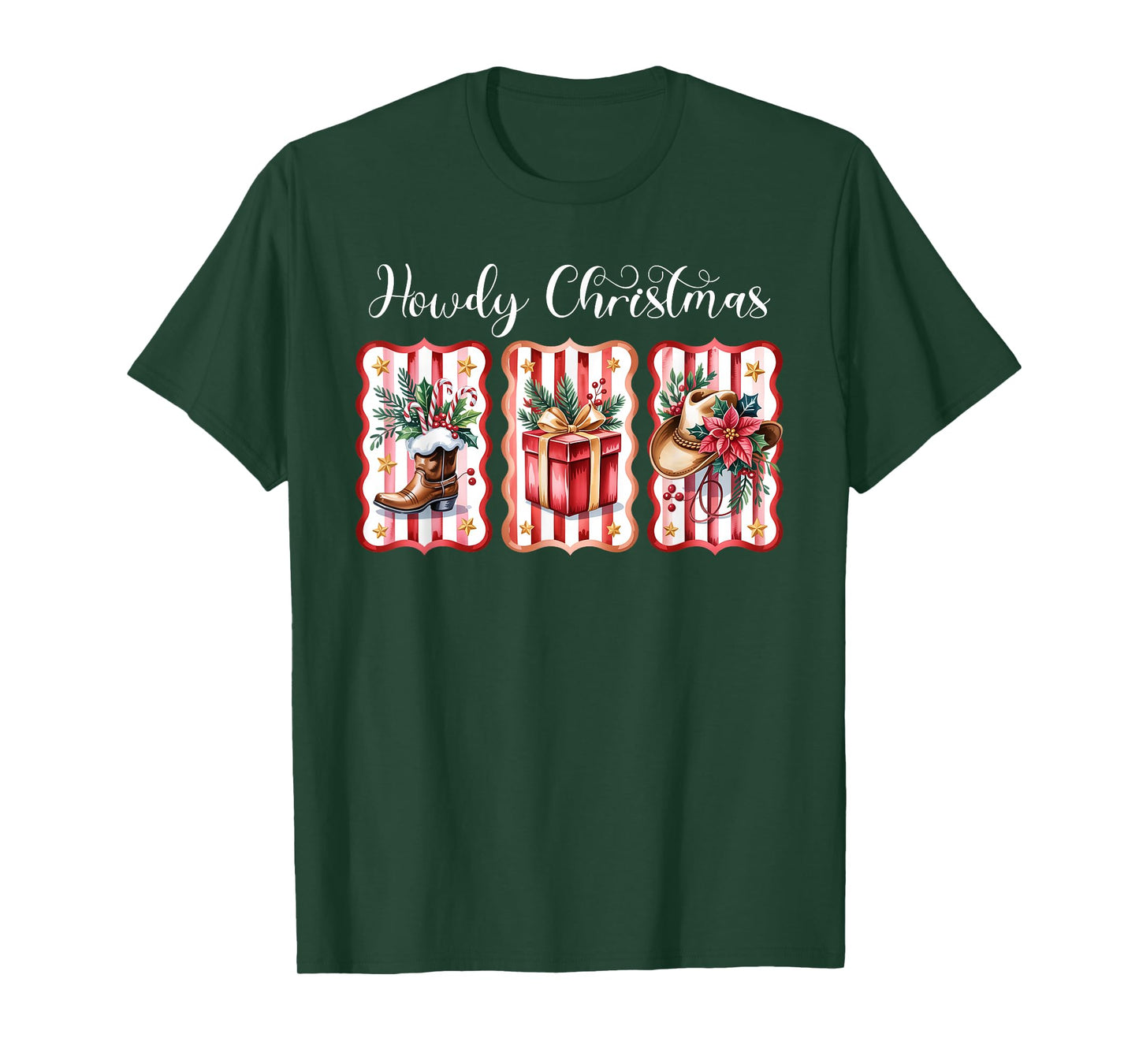 Howdy Christmas Western Coquette Bow Cowboy Cowgirl Santa T-Shirt
