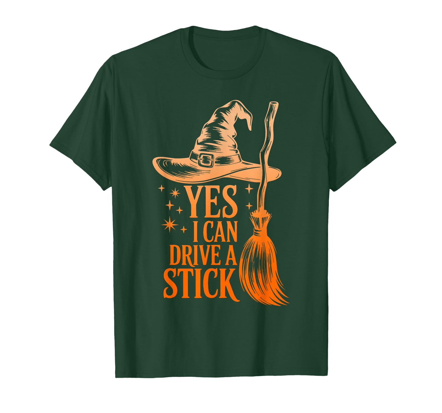 Yes I Can Drive A Stick Funny Halloween Spooky Witch T-Shirt