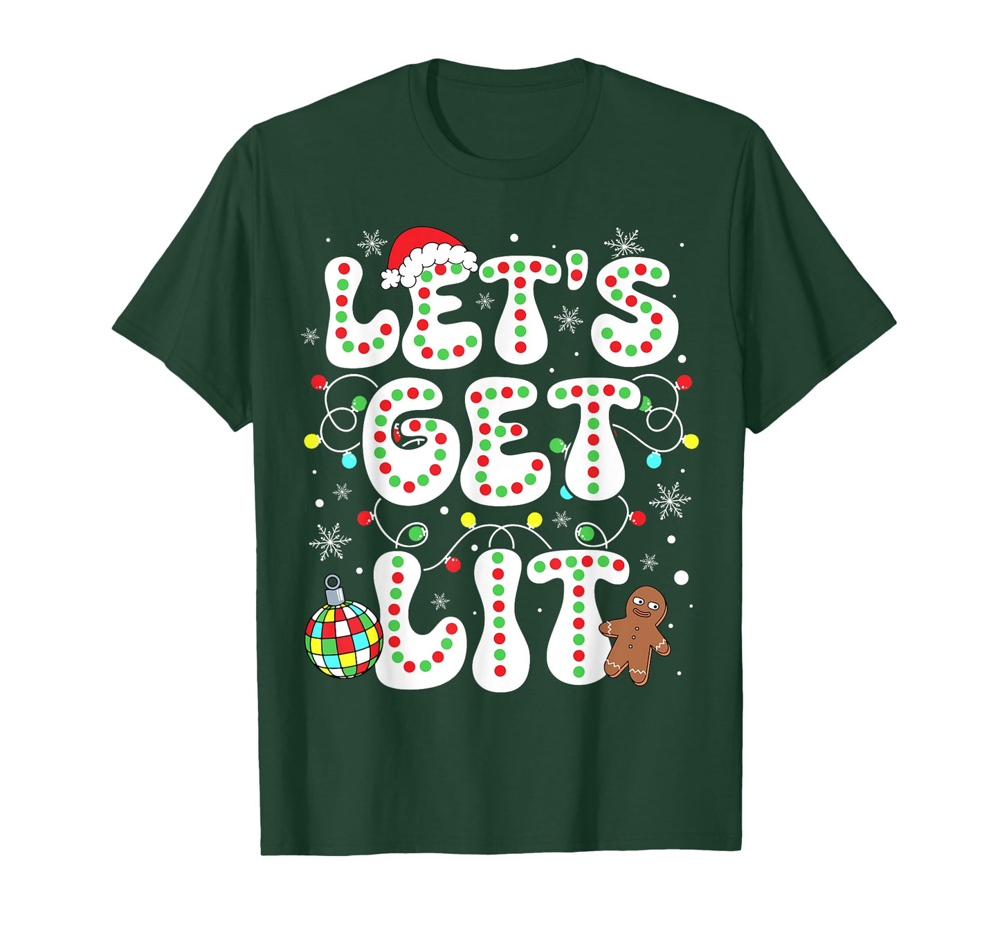 Let's Get Lit Funny Christmas Lights Xmas Pajamas Holiday T-Shirt