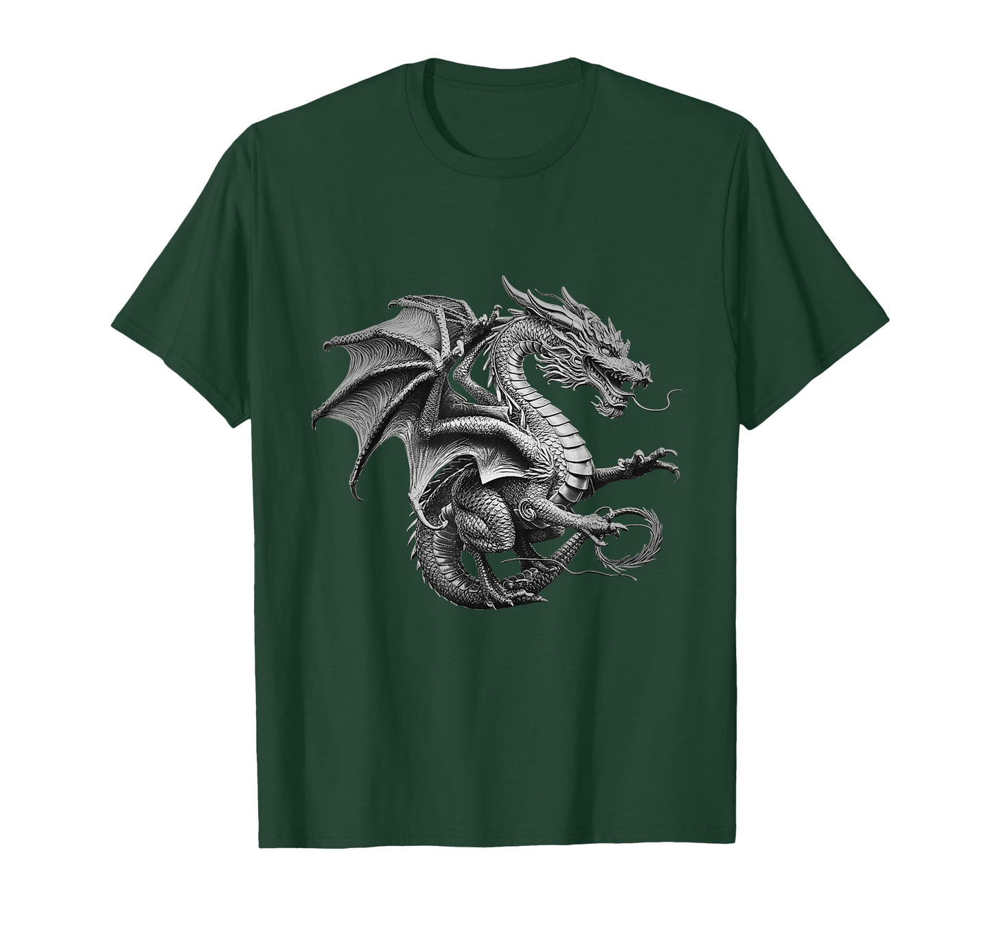 Vintage Dragon Art Silver Dragon Design T-Shirt