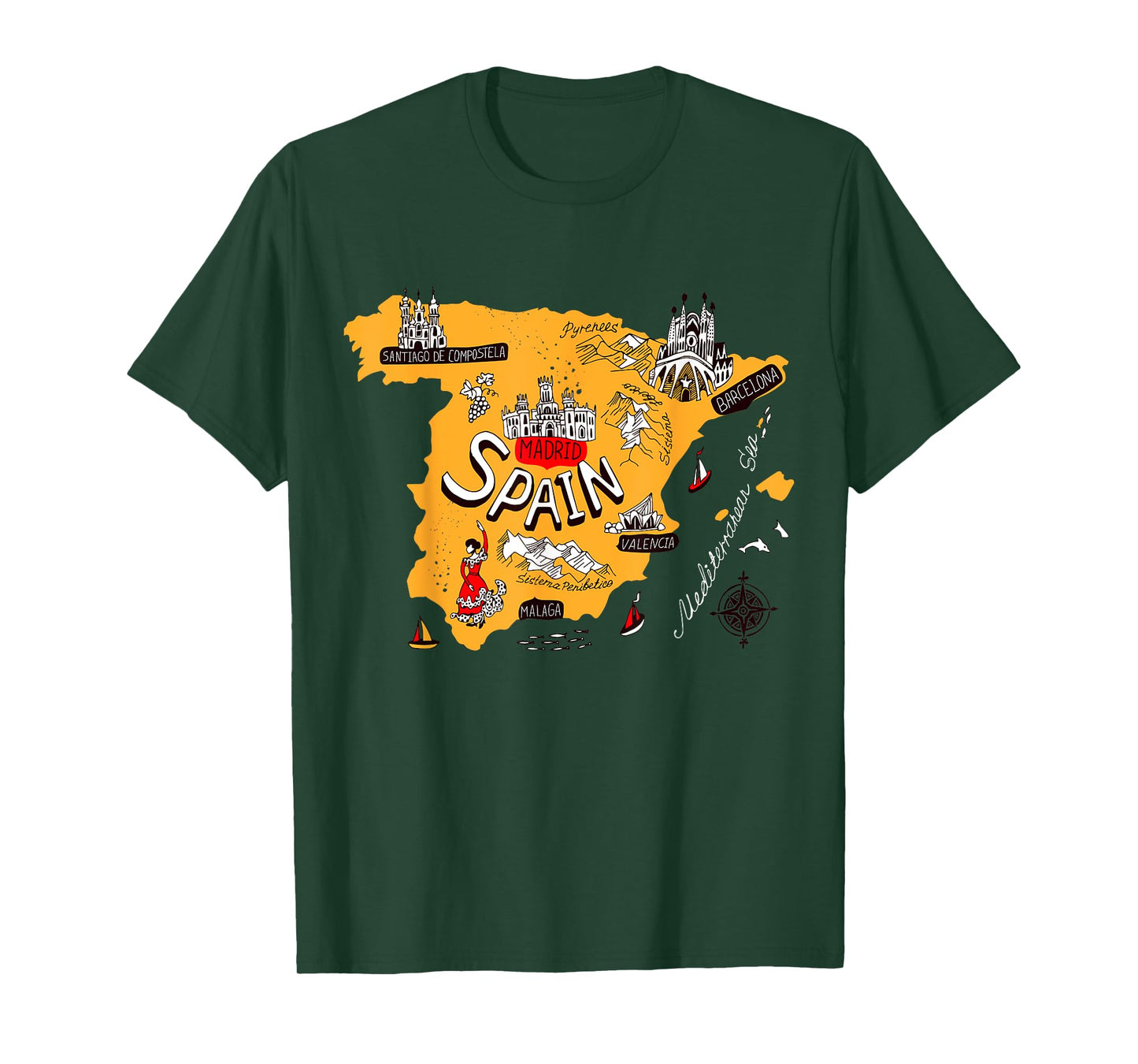 I Love Spain Culture Tee Shirt, Vintage Spain Graphic Design T-Shirt