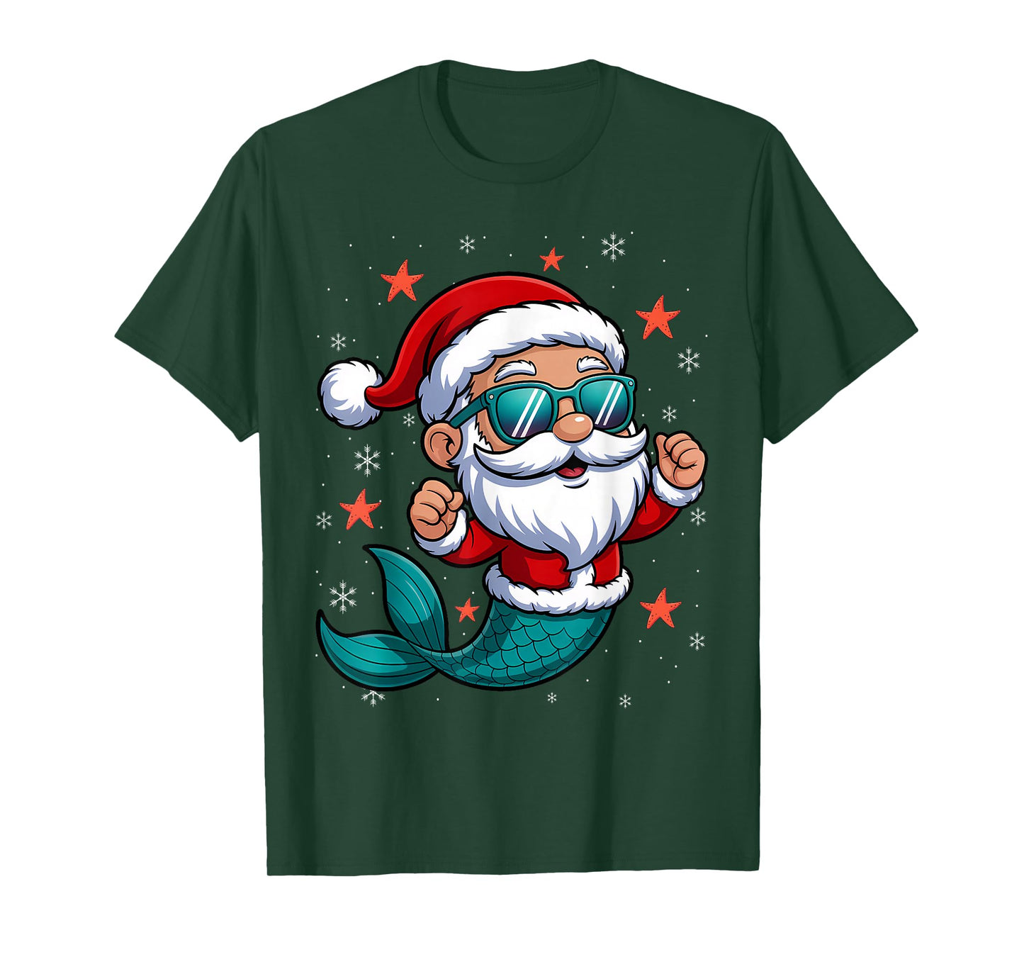 Funny Mermaid Santa Christmas Holiday T-Shirt