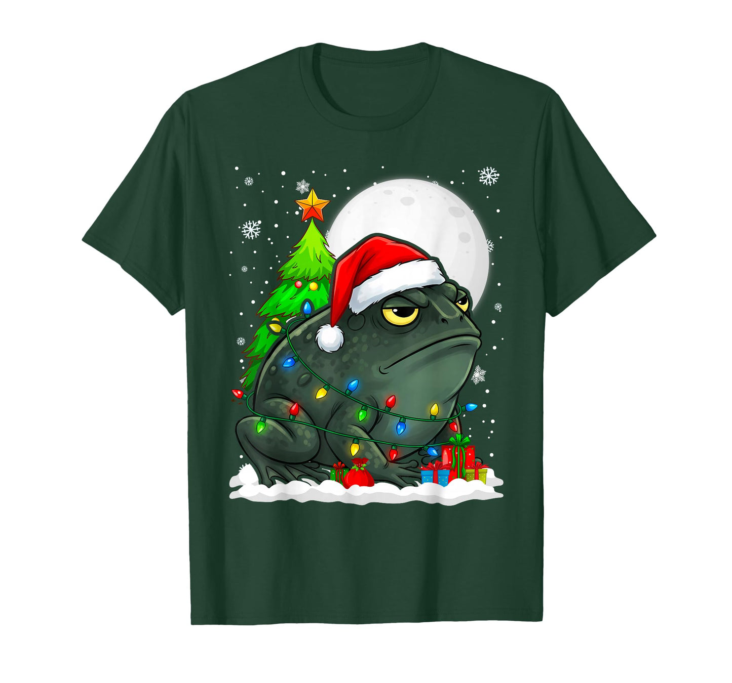 Black Desert Rain Frog Santa Hat Christmas Tree Lights T-Shirt