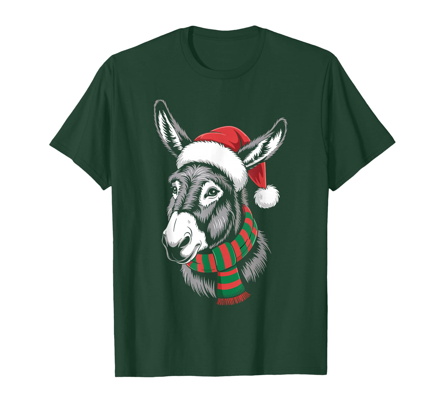 Donkey Xmas Santa Hat Scarf Christmas Costume T-Shirt