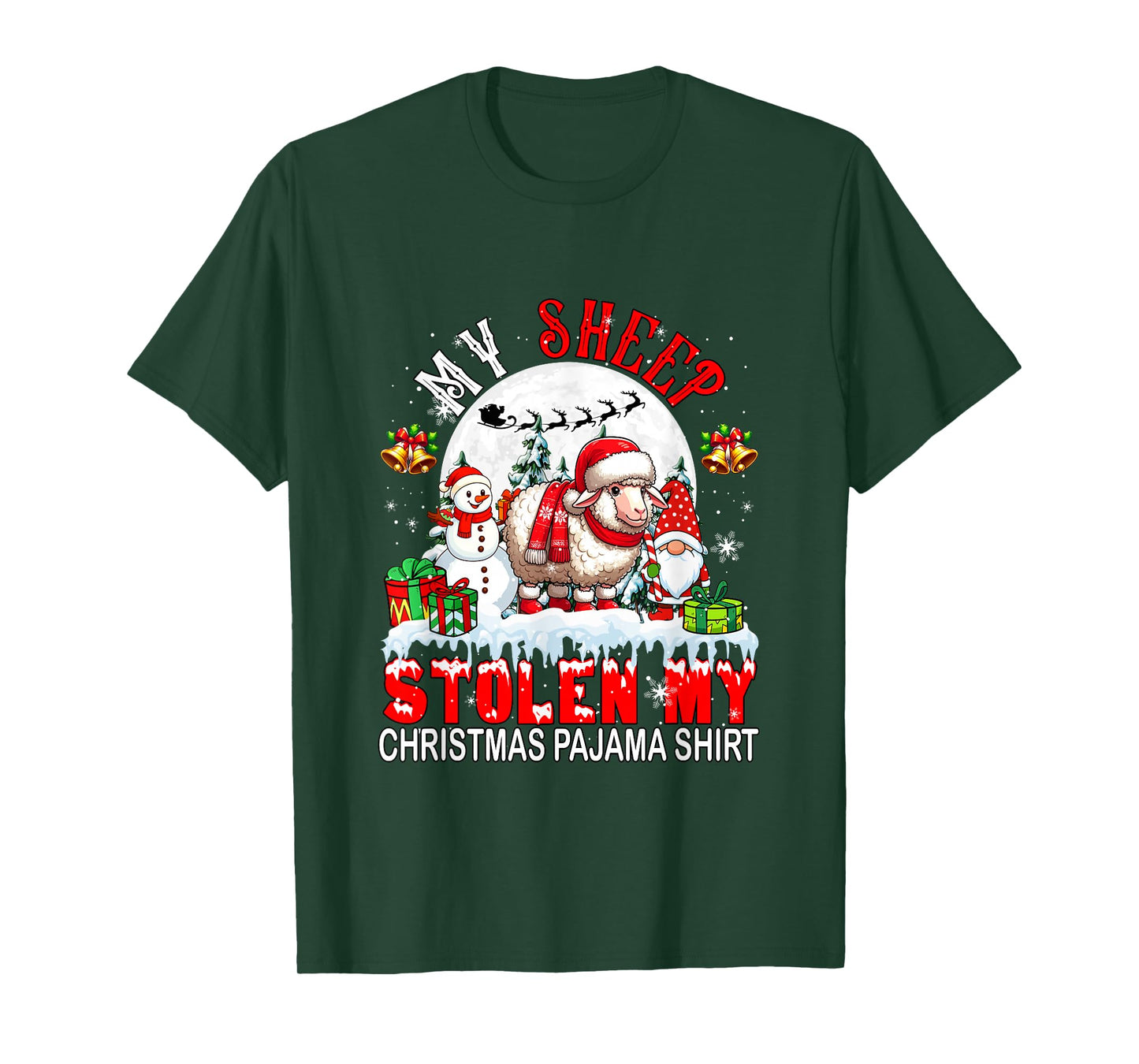 My Sheep Stolen My Christmas Pajama Shirt Santa Farmer Owner T-Shirt