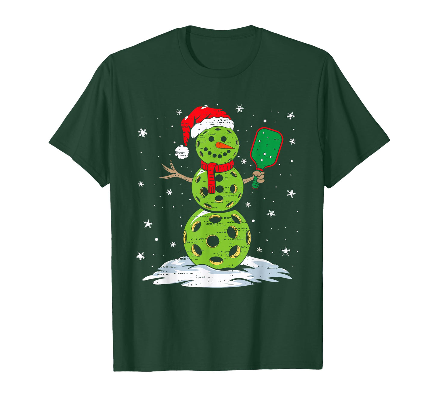 Christmas Pickleball Snowman Xmas Santa Hat Mens Womens Kids T-Shirt