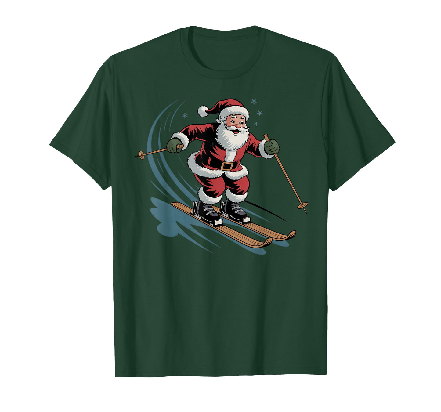 Skiing Christmas Skier Ski Santa Cute Xmas Boys Men Kids T-Shirt