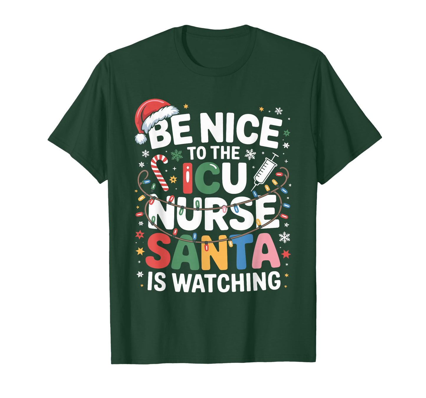 Funny ICU Nurse Christmas Critical Care Nurse Xmas T-Shirt