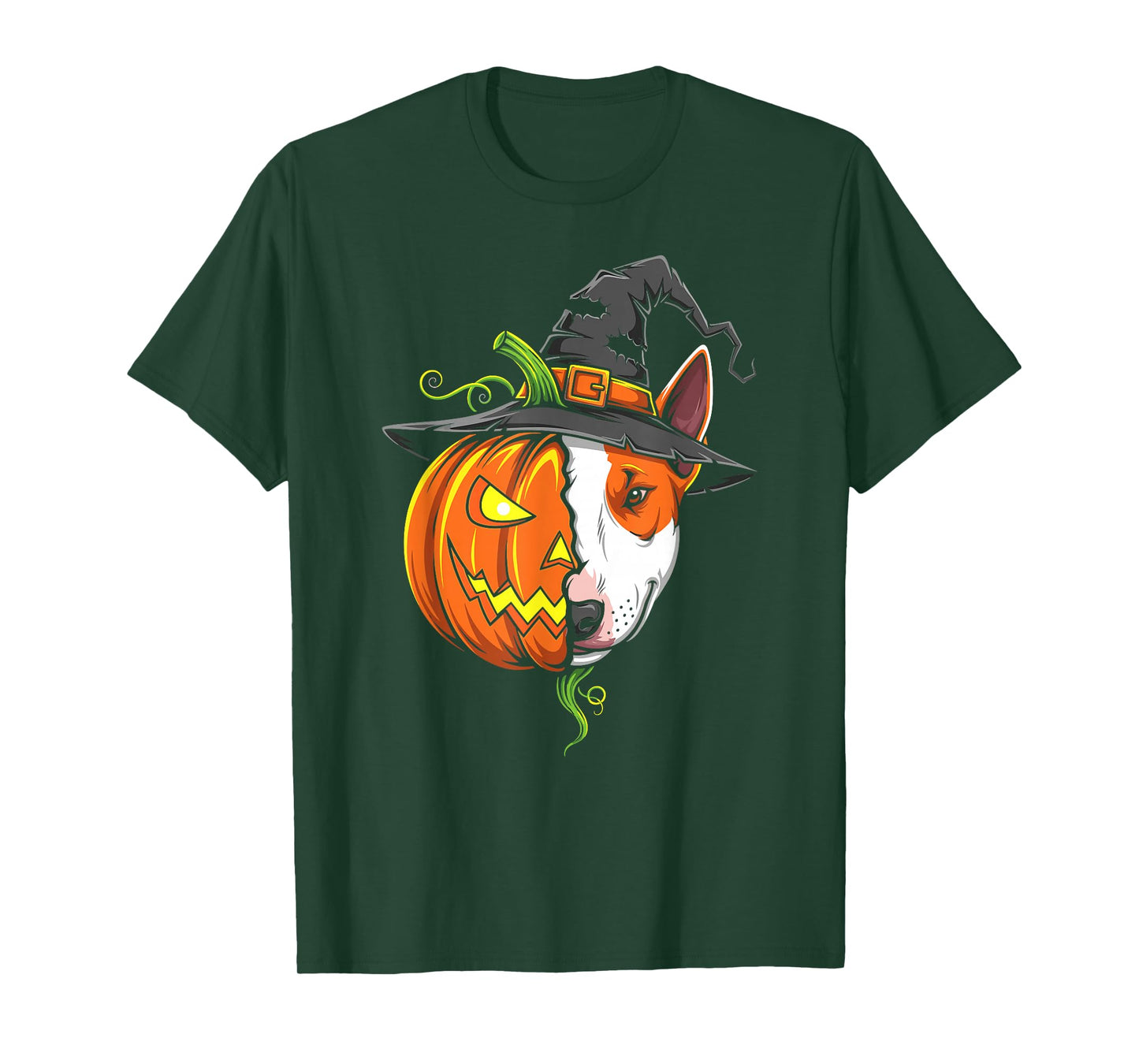 Bull Terrier Pumpkin Jack O Lantern Halloween Mens Womens T-Shirt