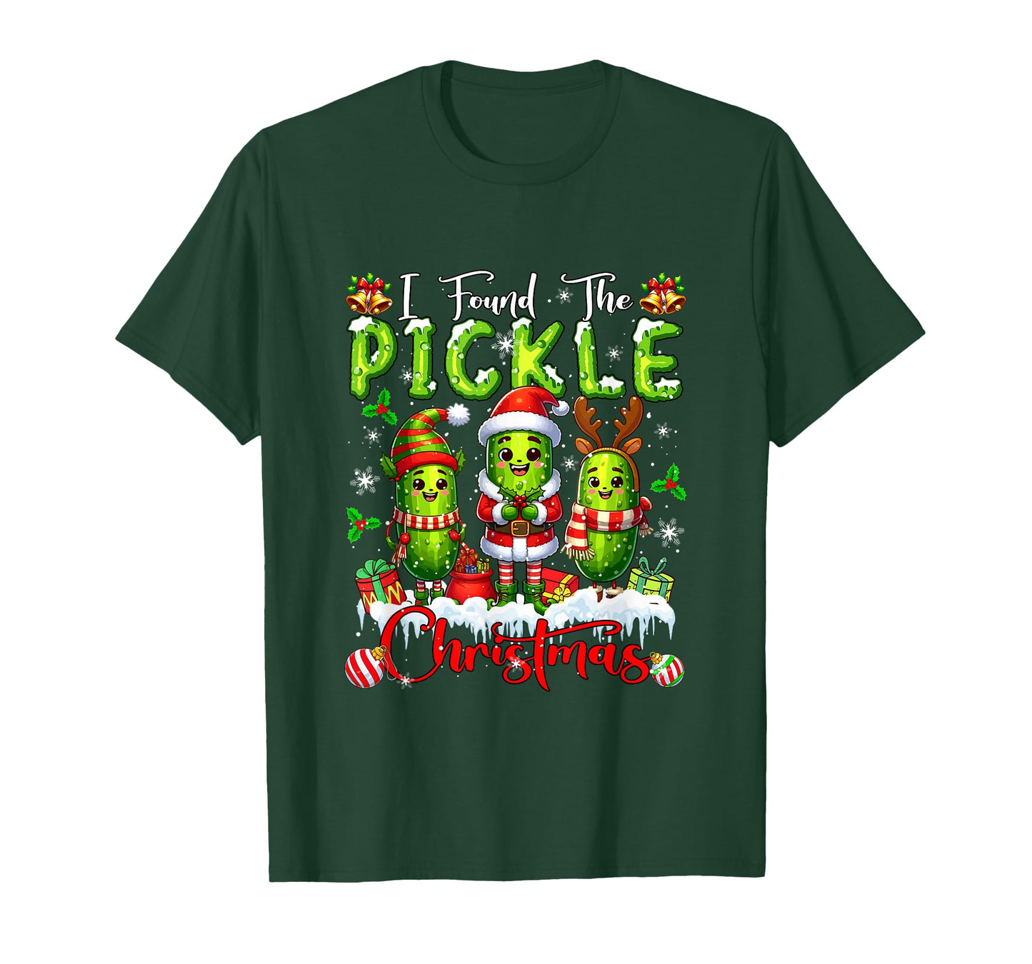 I Found The Pickle Christmas Santa Reindeer Elf Pickles T-Shirt