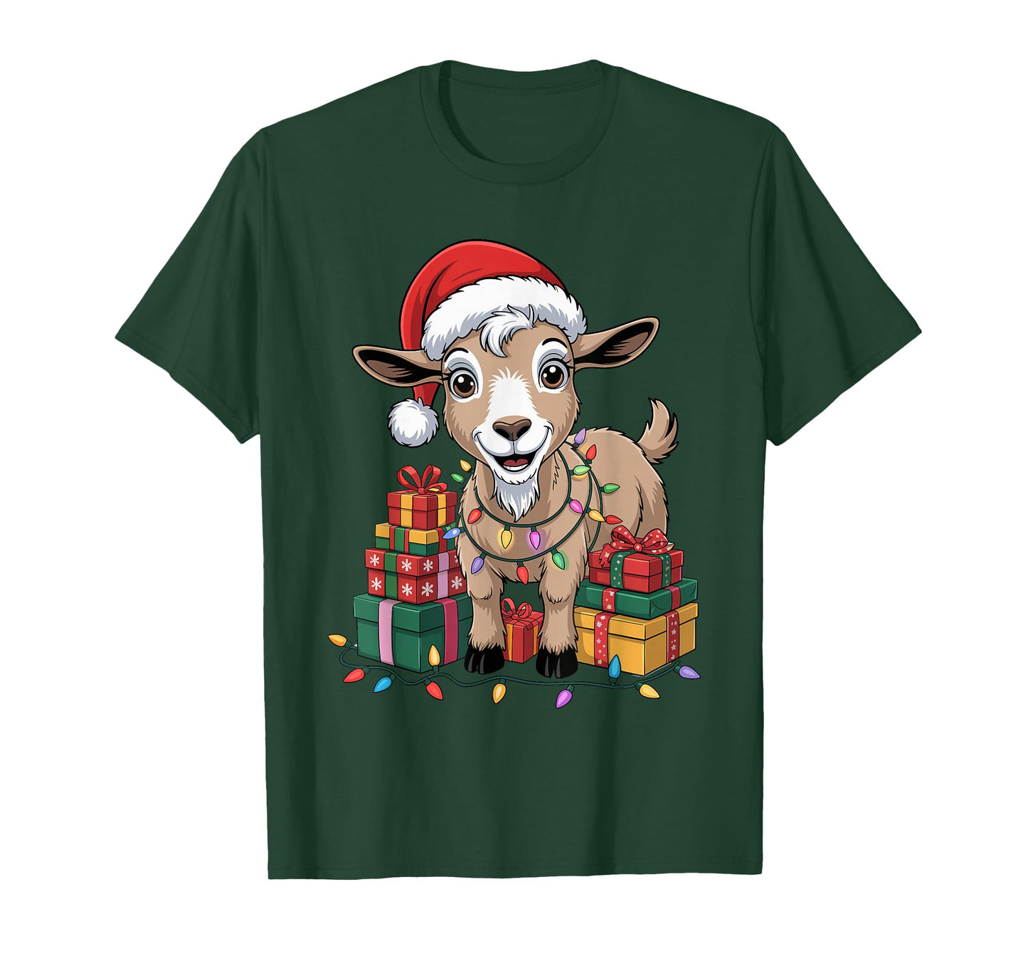Goat Santa Hat Christmas Design Funny Farm Animal Lovers T-Shirt